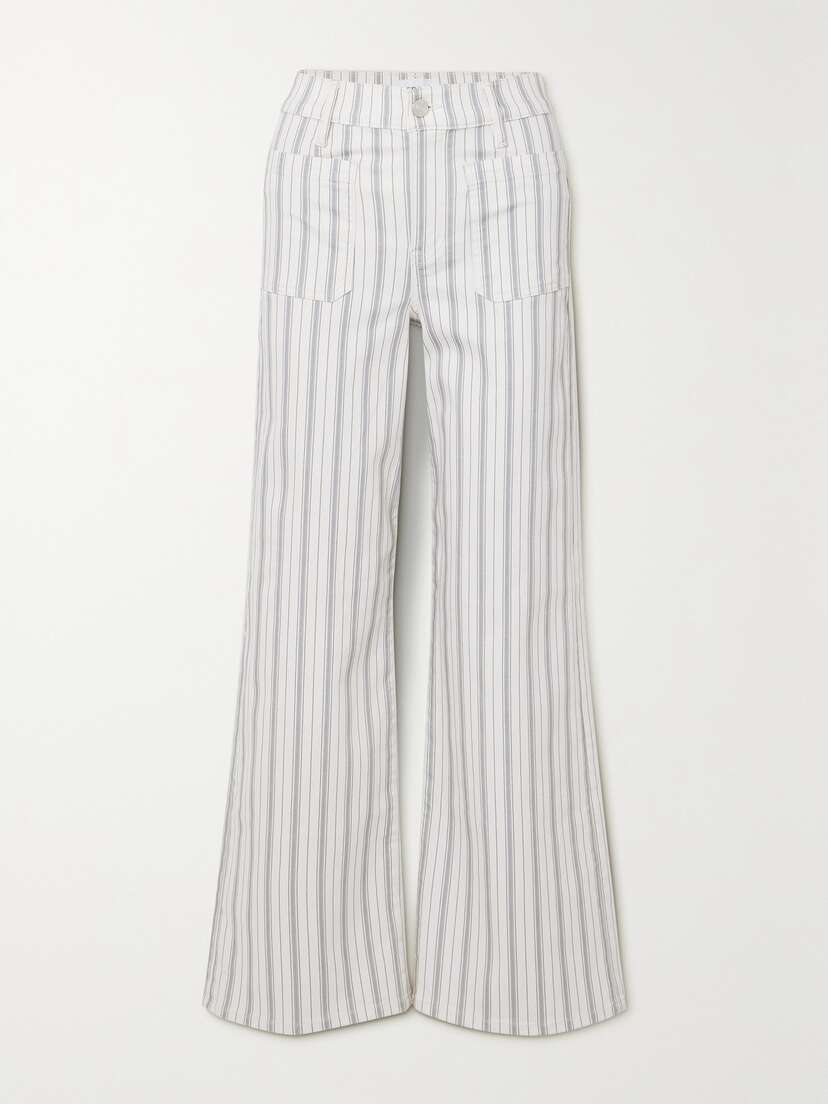 Frame Le Slim Palazzo Bardot Striped High-rise Wide-leg Jeans