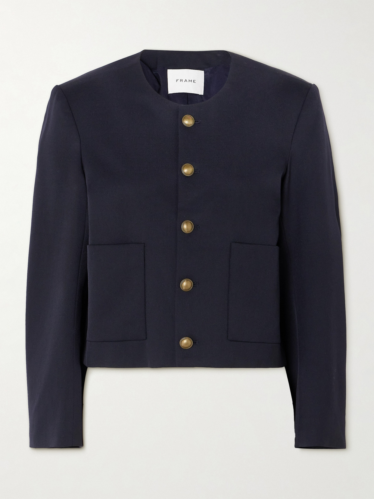 Shop Frame Wool-blend Twill Jacket In Blue