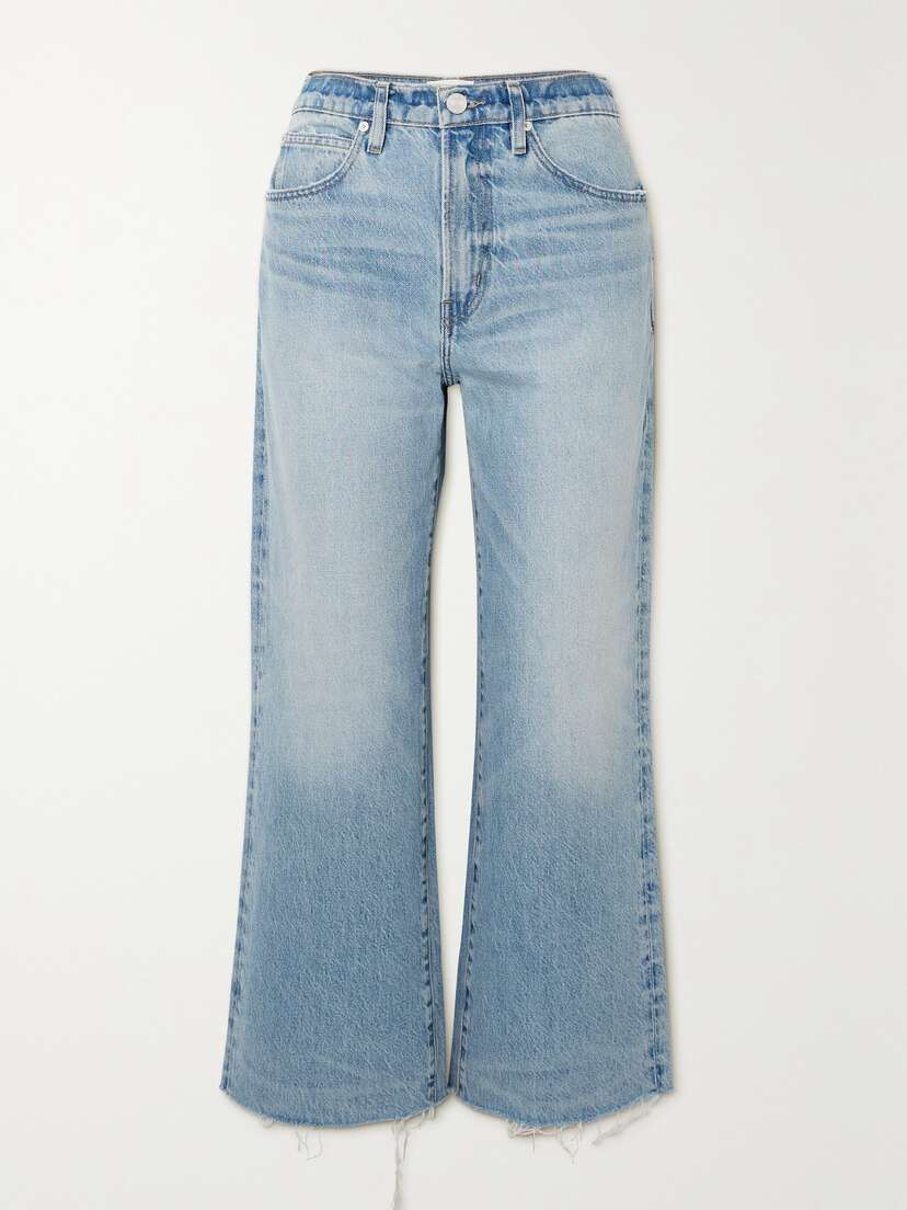 Frame + Net Sustain The Relaxed Frayed High-rise Straight-leg Jeans