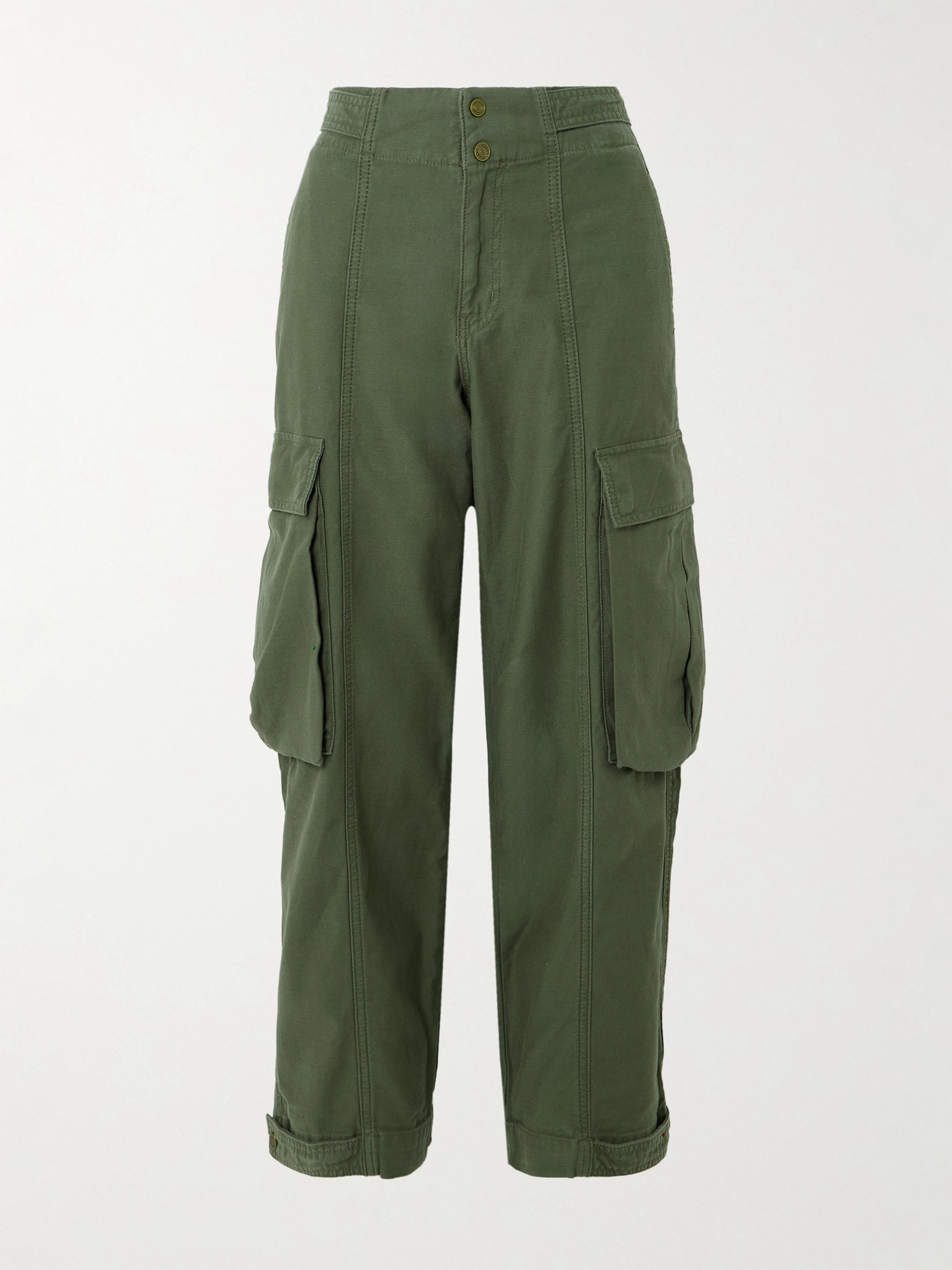 Frame Cotton Boyfriend Cargo Pants In Green