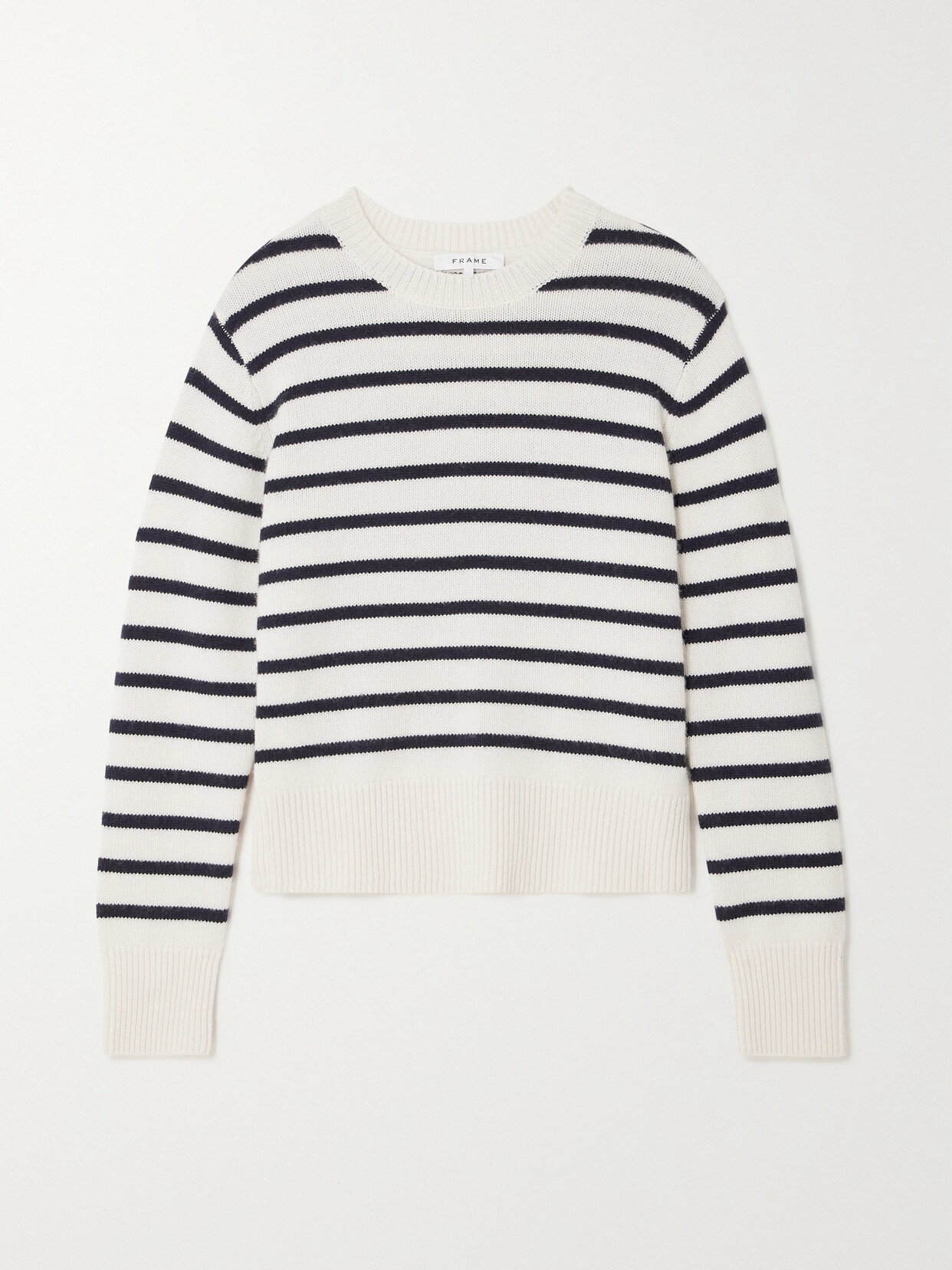 Frame Striped Cashmere Sweater In White