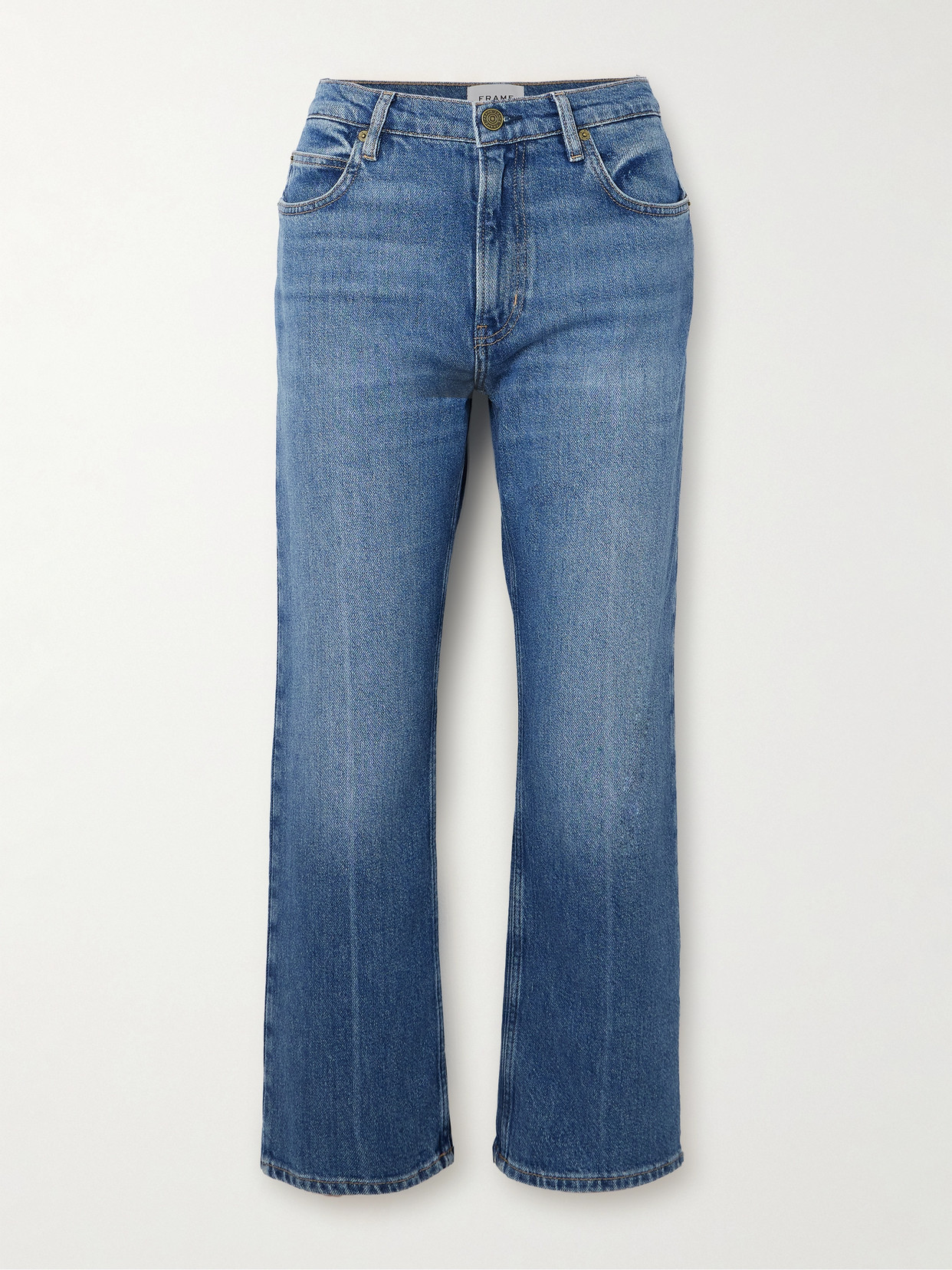 Frame The '70s Crop High-rise Bootcut Jeans In Blue