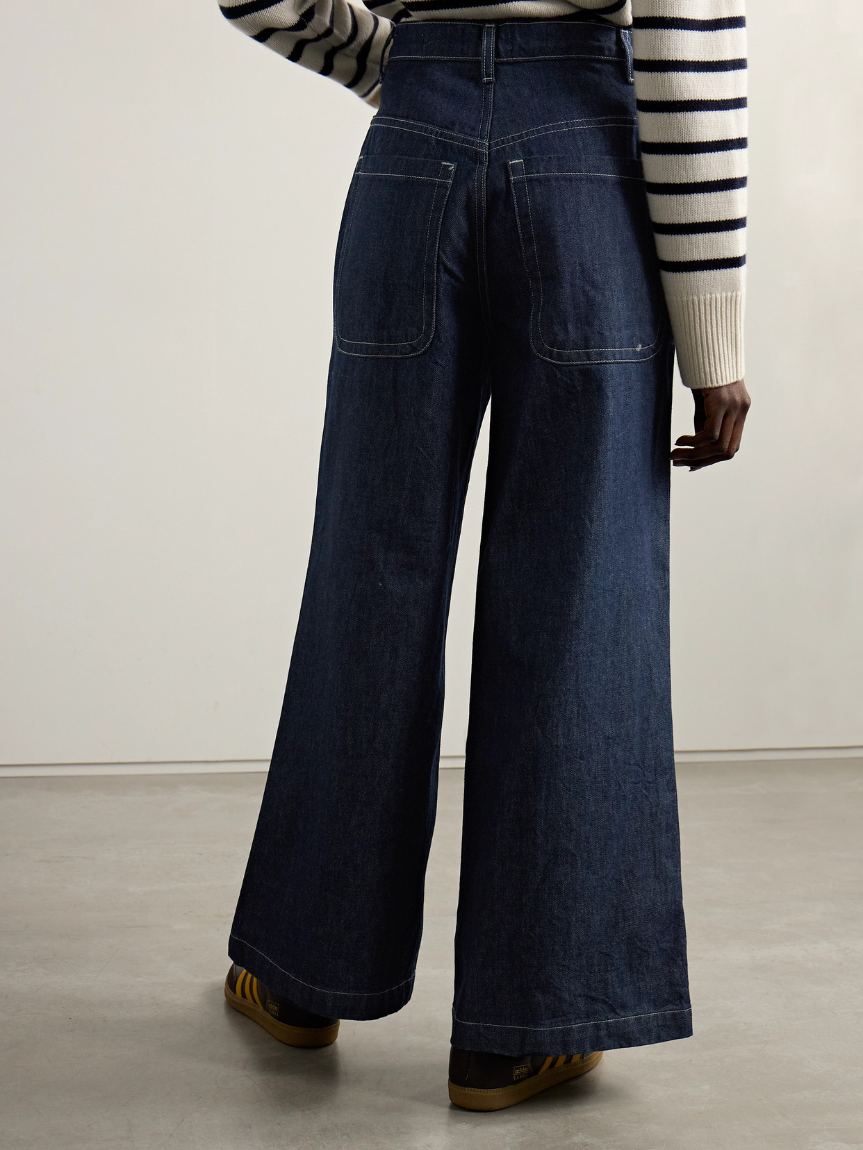 Shop Frame + Net Sustain Skater High-rise Wide-leg Jeans In Blue