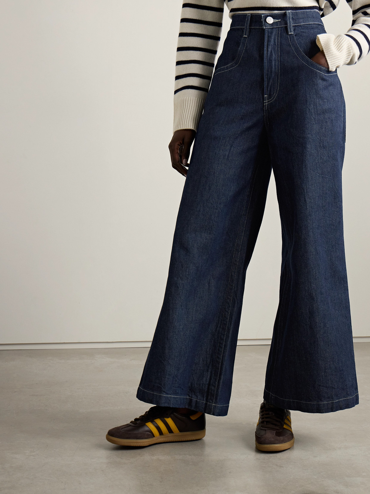 Frame + Net Sustain Skater High-rise Wide-leg Jeans In Blue
