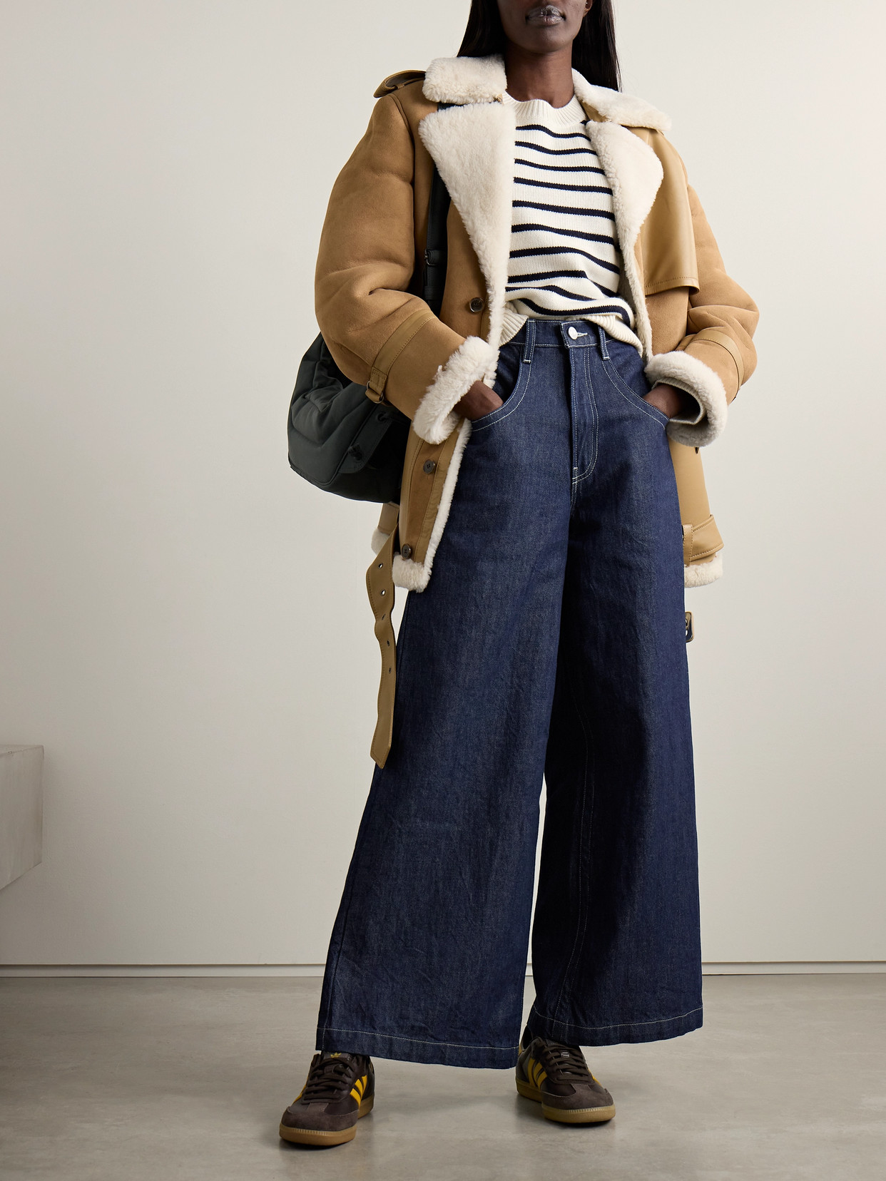 Frame + Net Sustain Skater High-rise Wide-leg Jeans In Blue