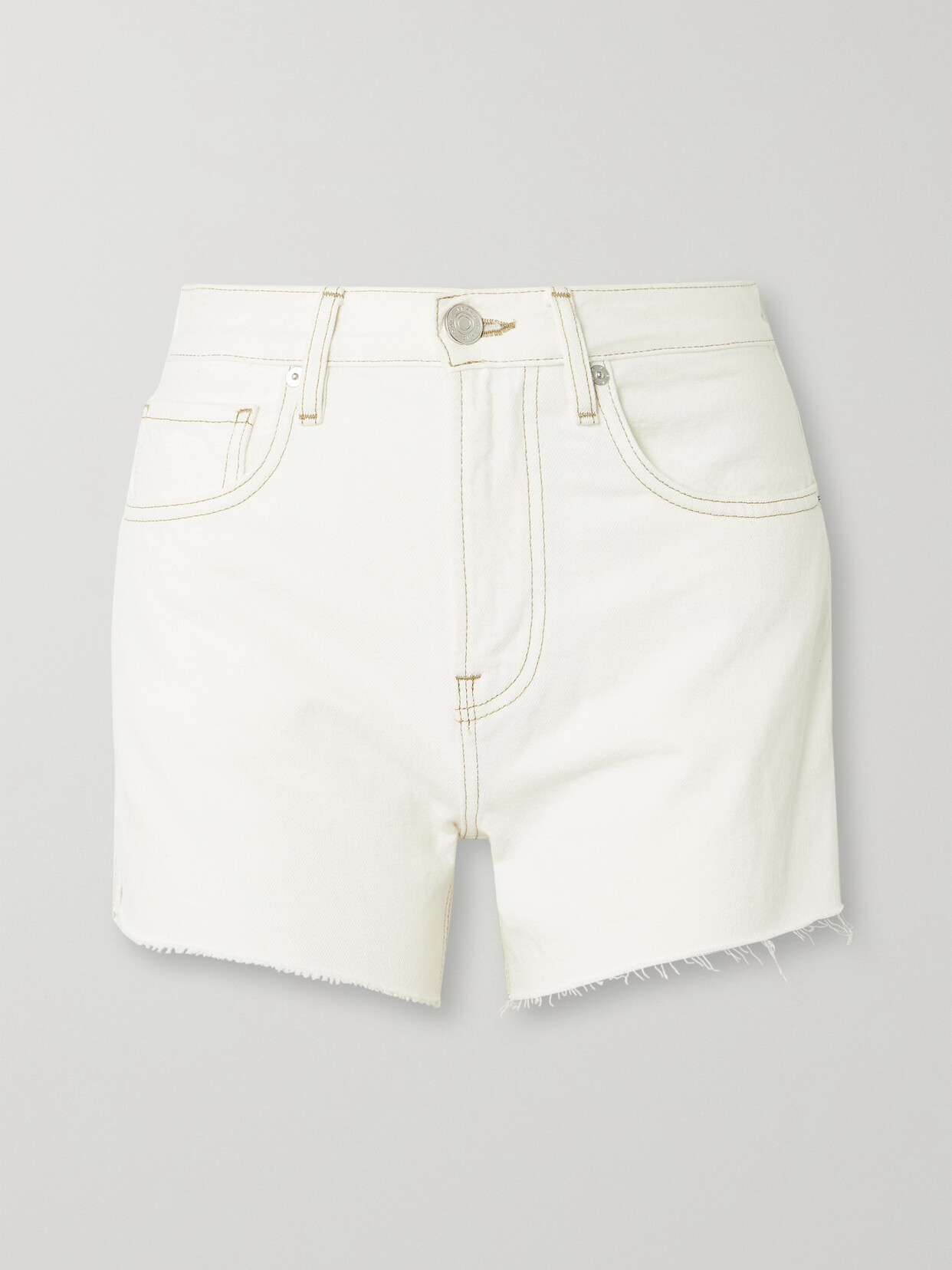 Frame Frayed Denim Shorts In White