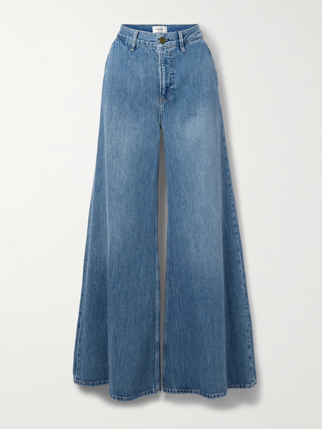 Shop Frame The Extra High-rise Wide-leg Jeans In Blue