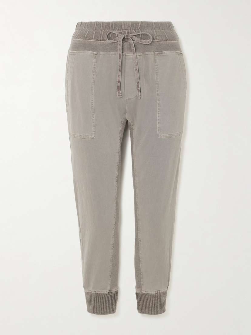 James Perse Jersey-trimmed Cotton-twill Track Pants