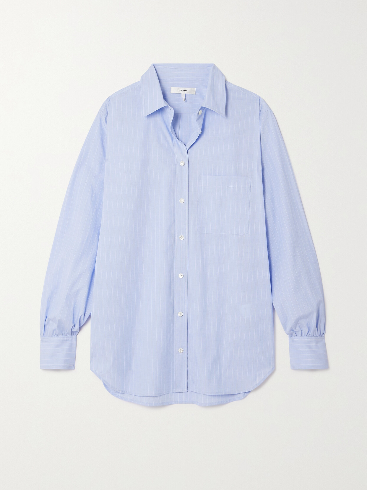 Frame Oversized Organic Cotton-poplin Shirt In Light Blue