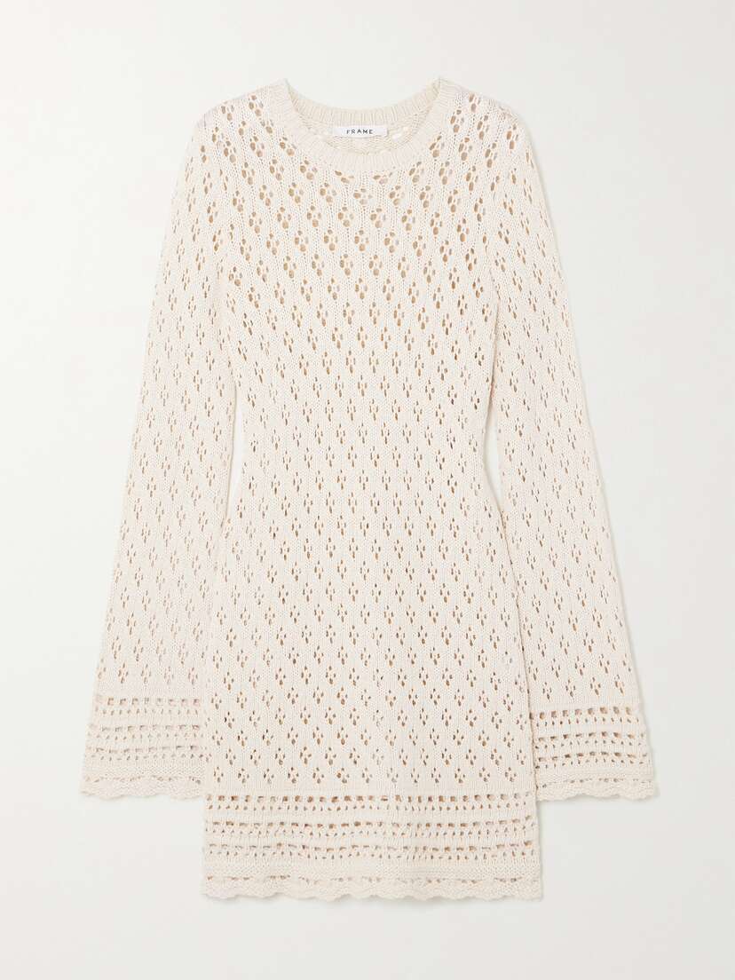 Frame + Net Sustain Crocheted Organic Cotton And Silk-blend Mini Dress - x large