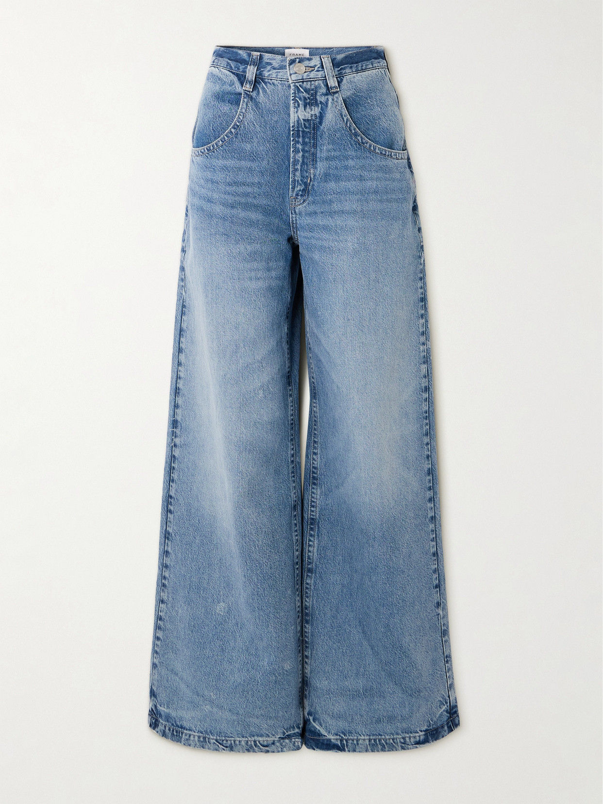 Frame + Net Sustain Skater High-rise Wide-leg Jeans In Blue