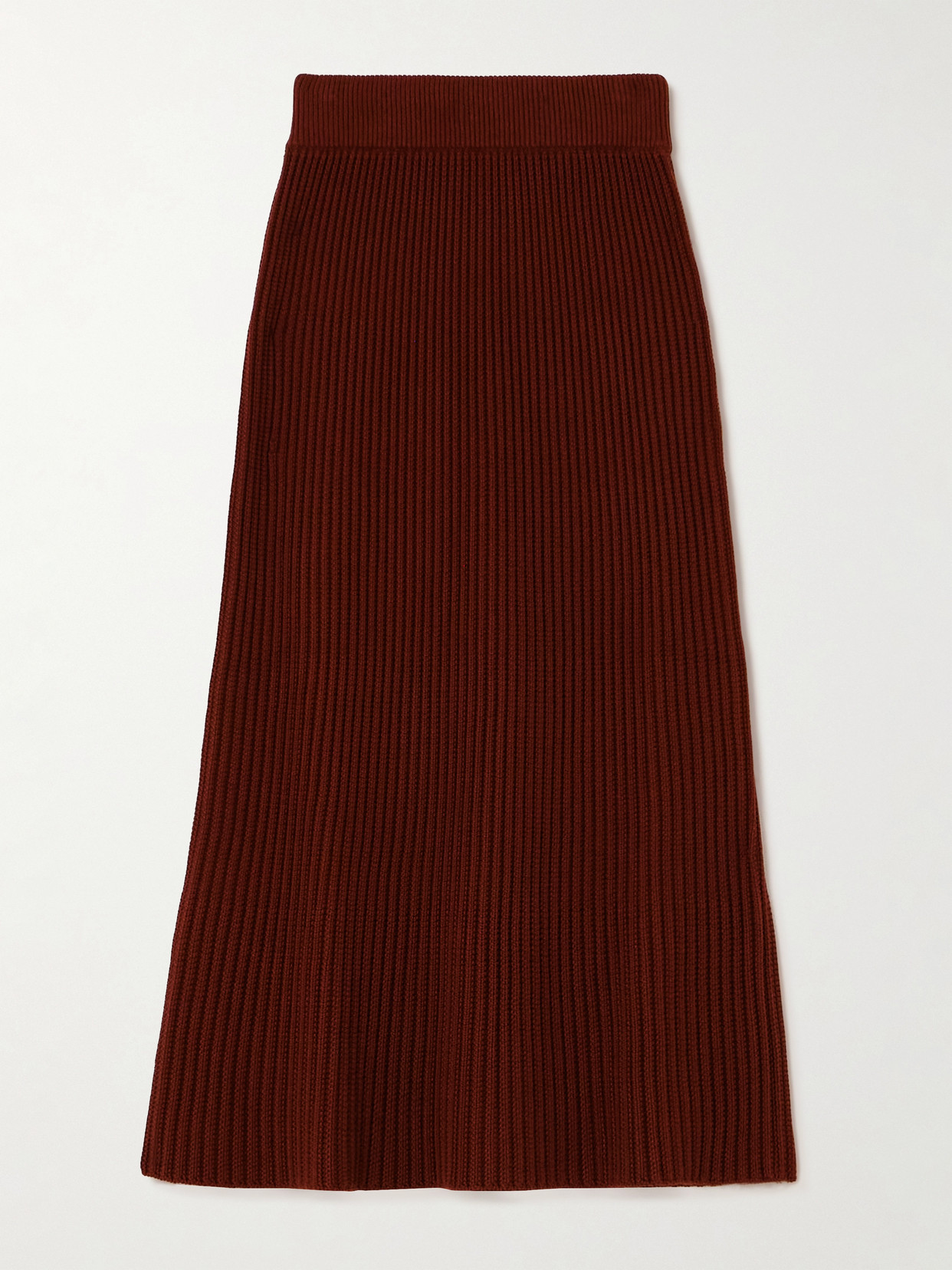 Loro Piana Ikeda Ribbed Silk And Cotton-blend Midi Skirt In Red