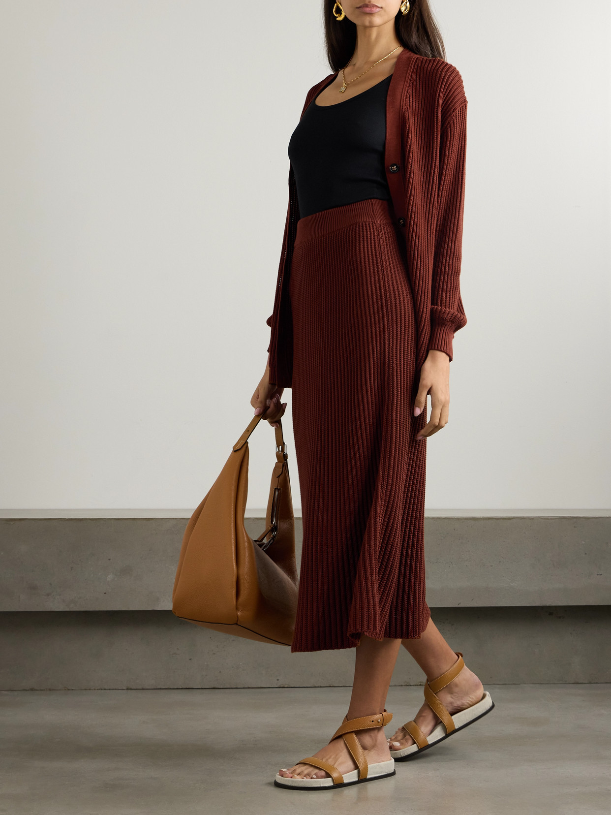 Ikeda Ribbed Silk And Cotton-Blend Midi