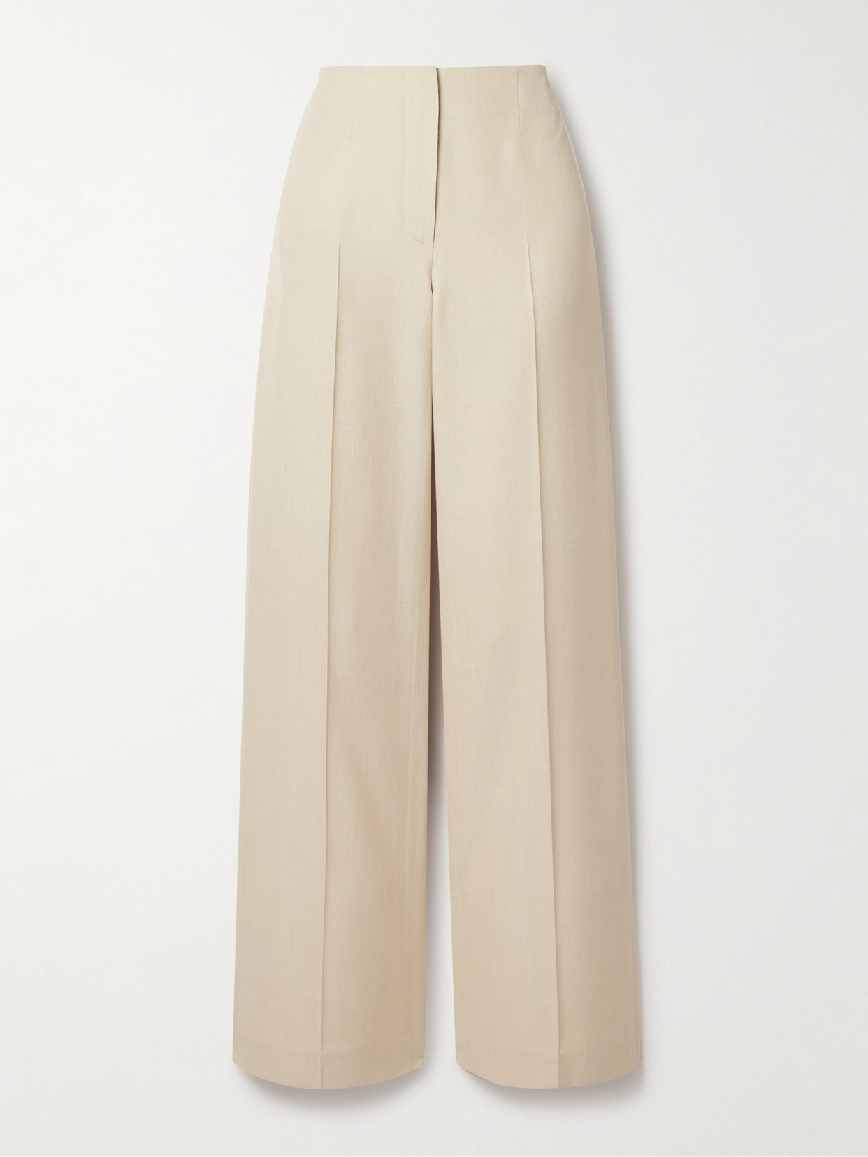 Loro Piana Silk-dupioni Straight-leg Pants In Cream