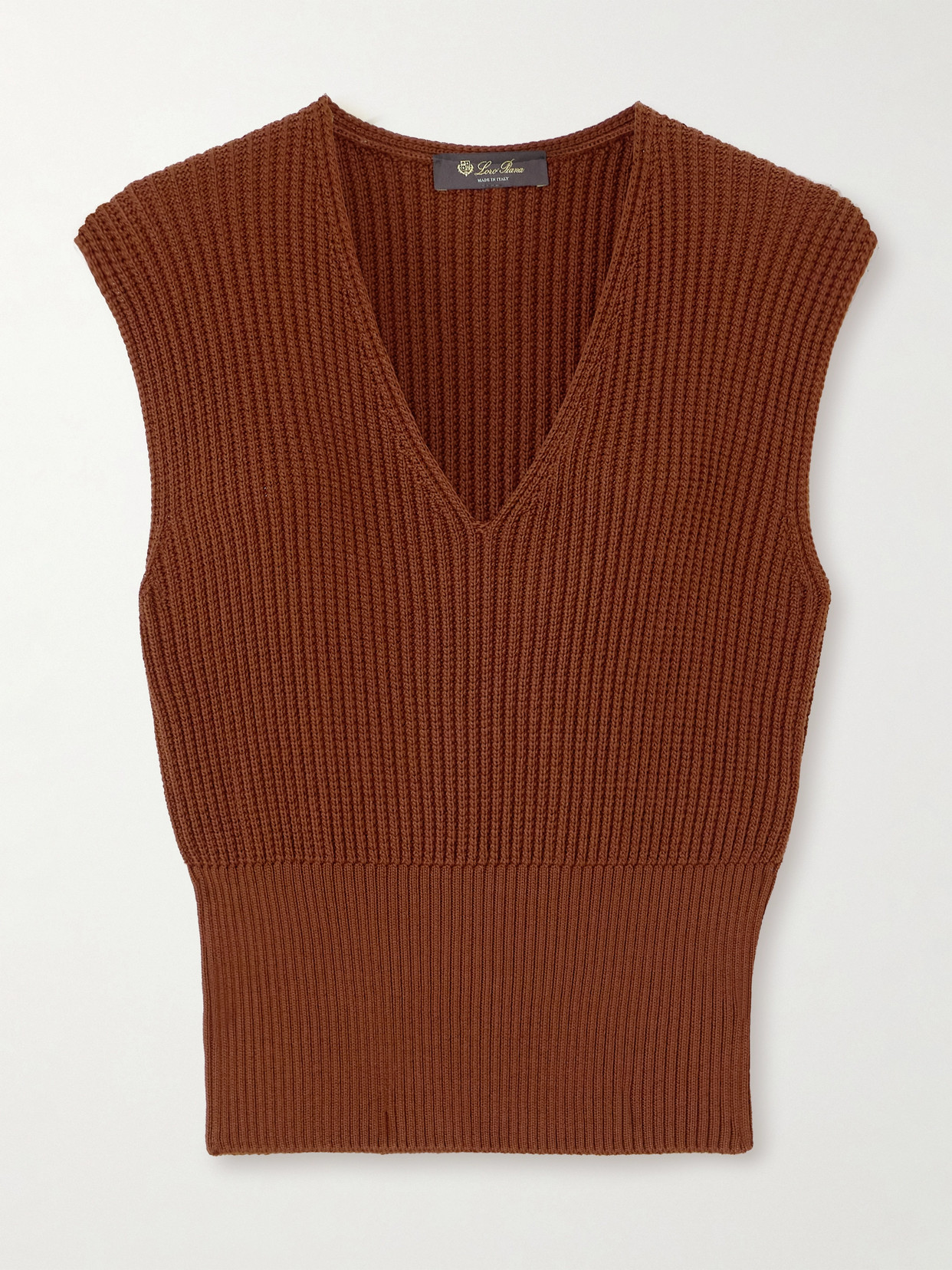 Loro Piana Ikeda Ribbed Silk And Cotton-blend Top In Brown