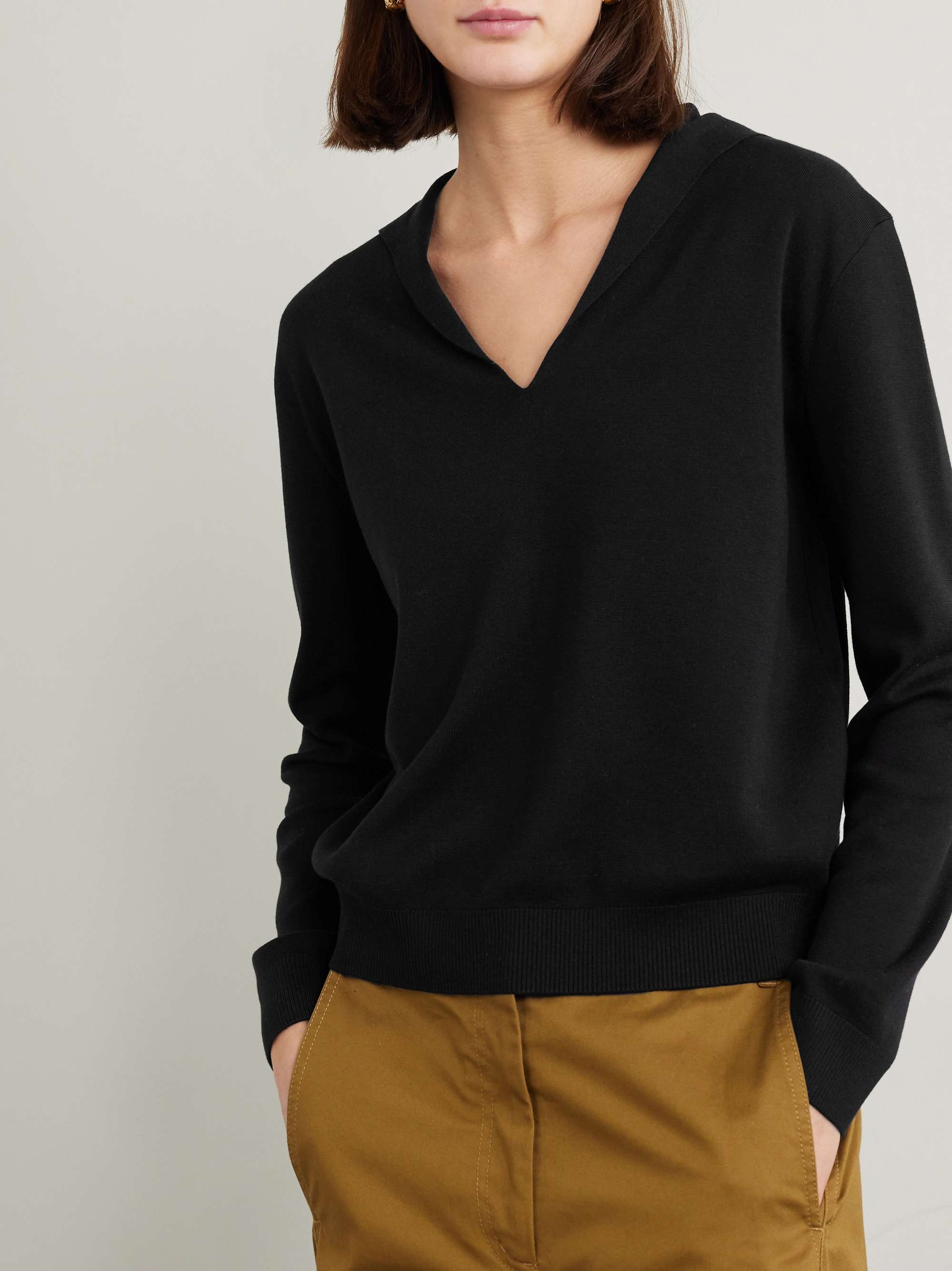 LORO PIANA Silk and cotton-blend polo top