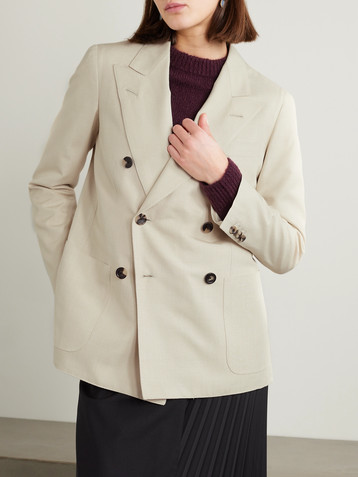 Loro Piana Double-breasted silk-dupioni blazer
