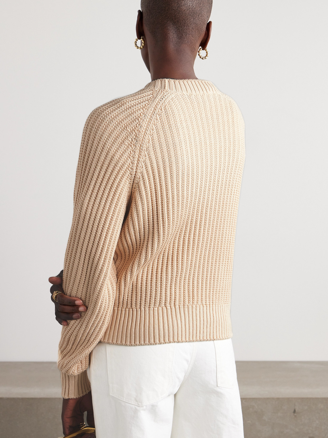 Ribbed-Knit Silk And Cotton-Blend Sweater
