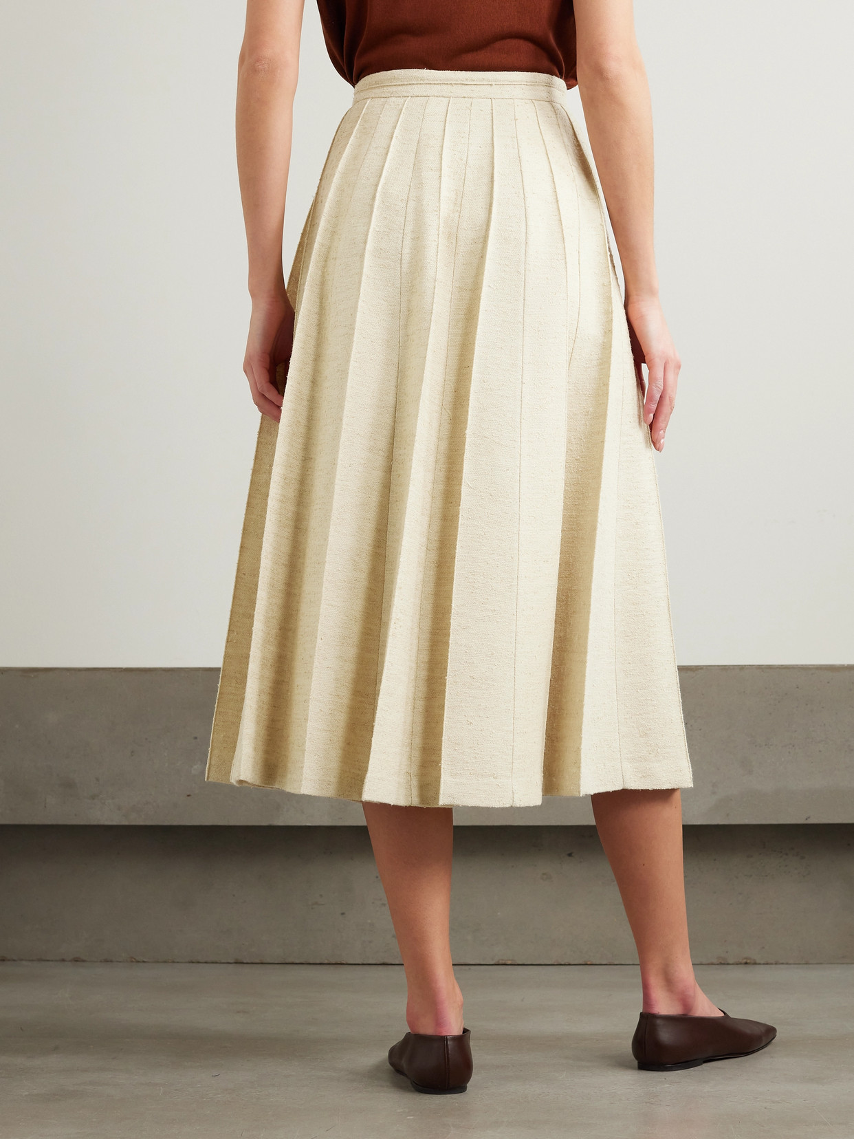 Pleated Woven Midi