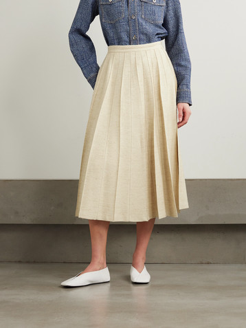 Loro Piana Pleated woven midi skirt