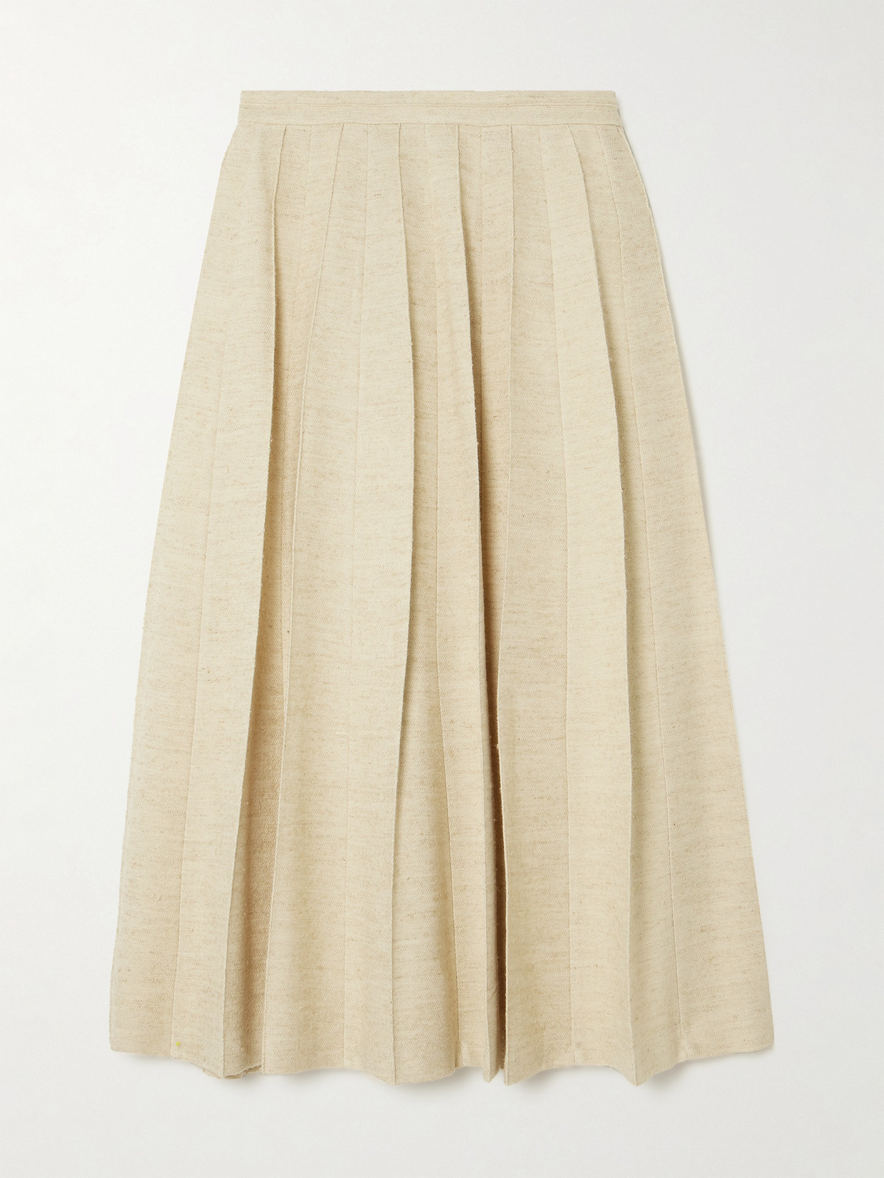 Loro Piana Pleated Woven Midi Skirt In Off-white