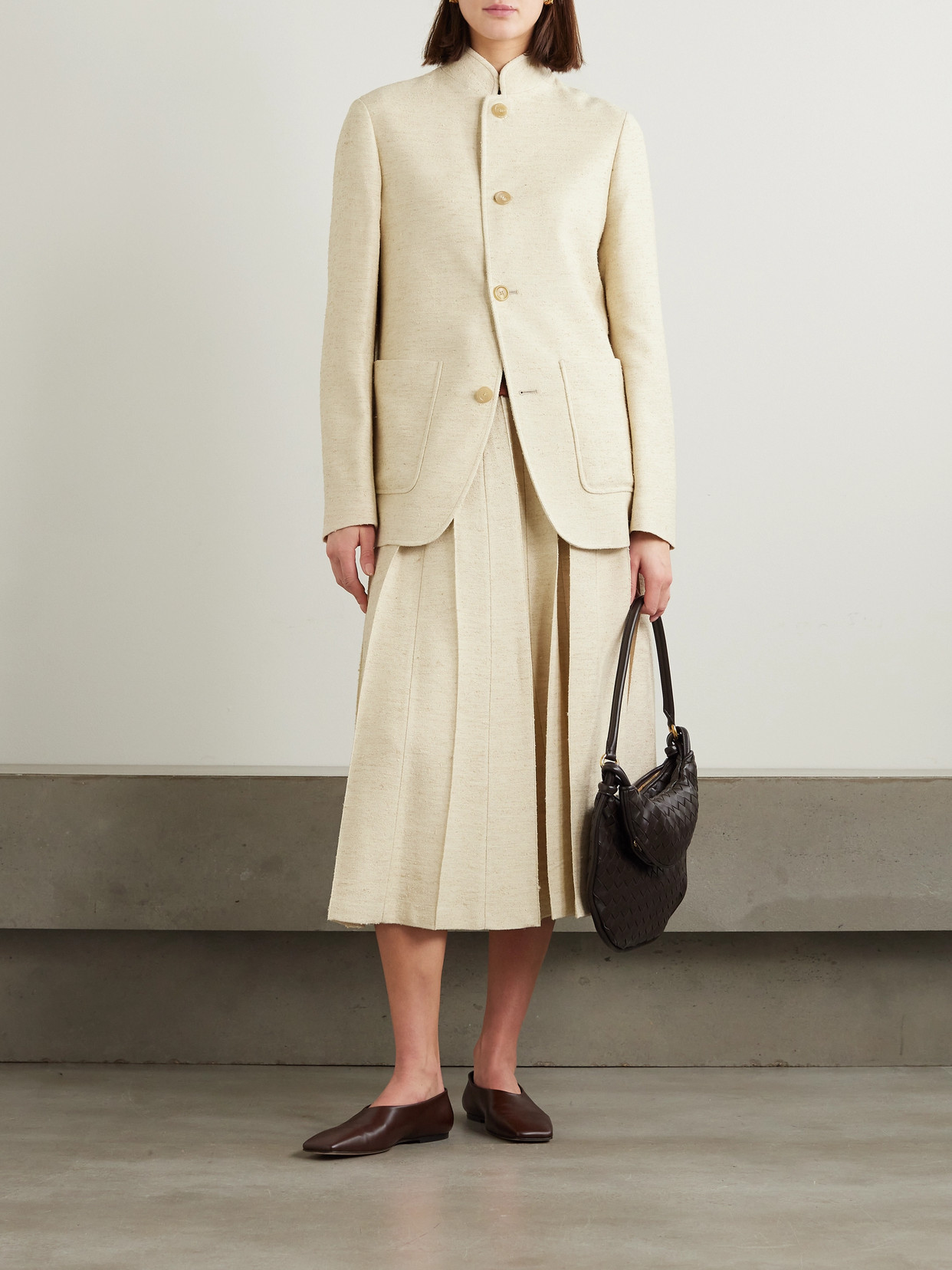 Pleated Woven Midi