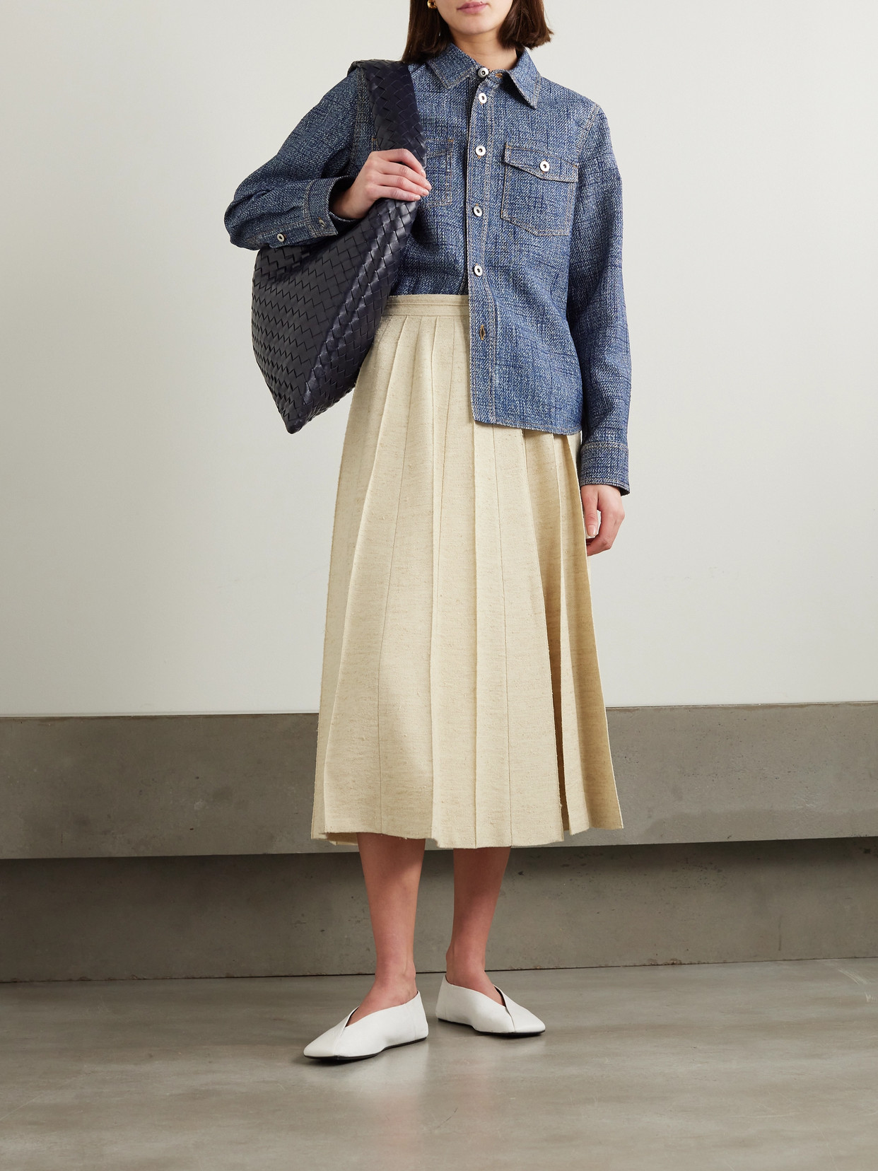 Pleated Woven Midi