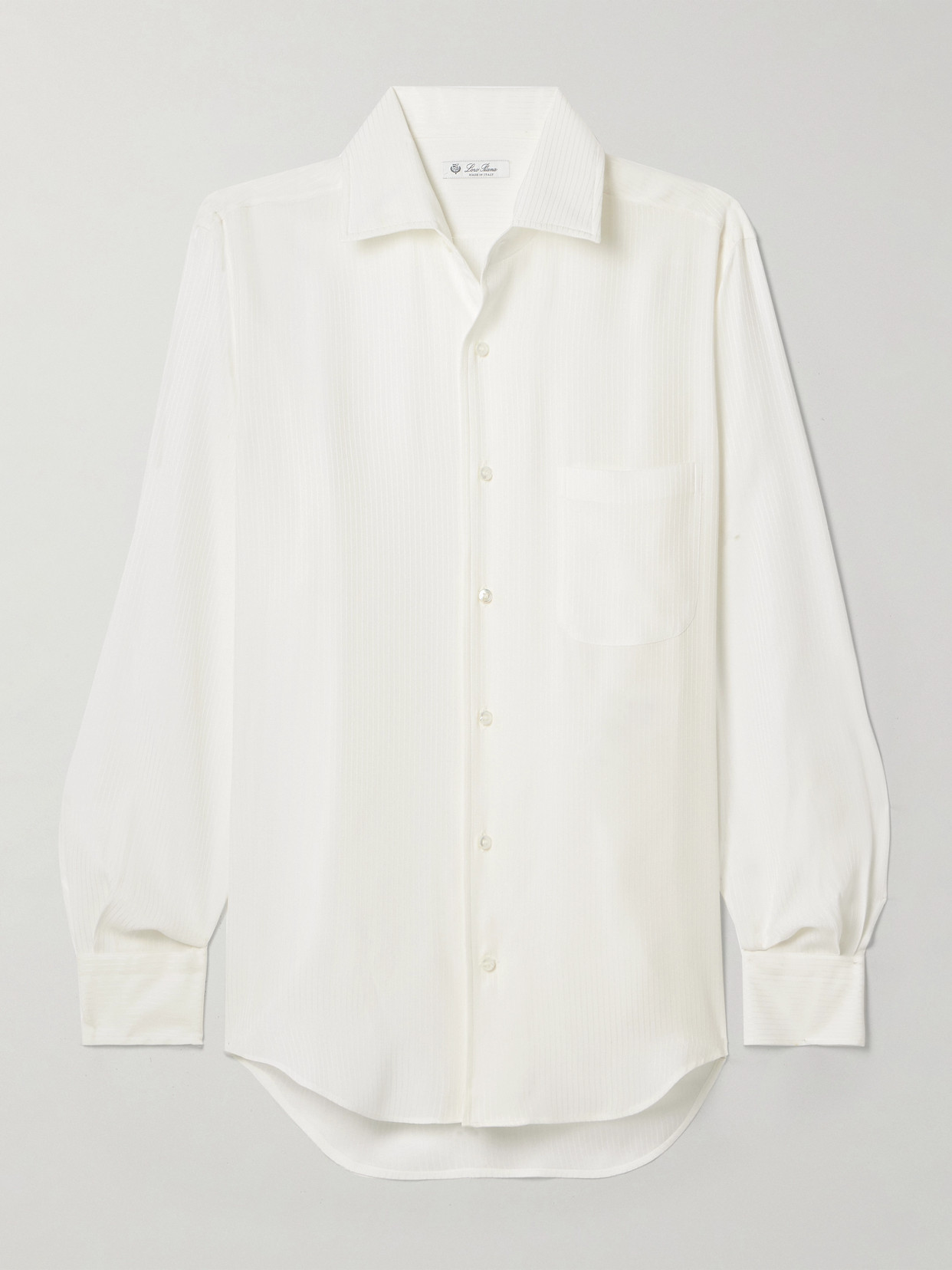 Loro Piana Embroidered Silk-satin Shirt In White