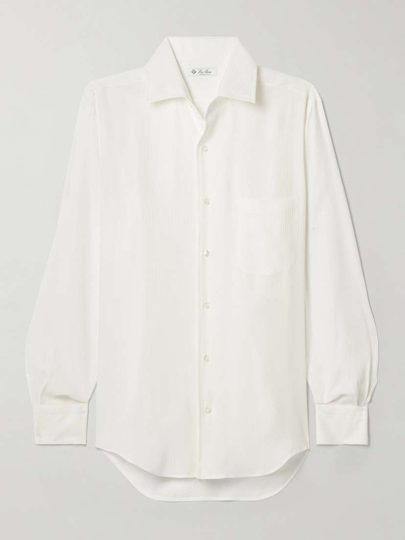 Loro Piana Embroidered Silk-satin Shirt
