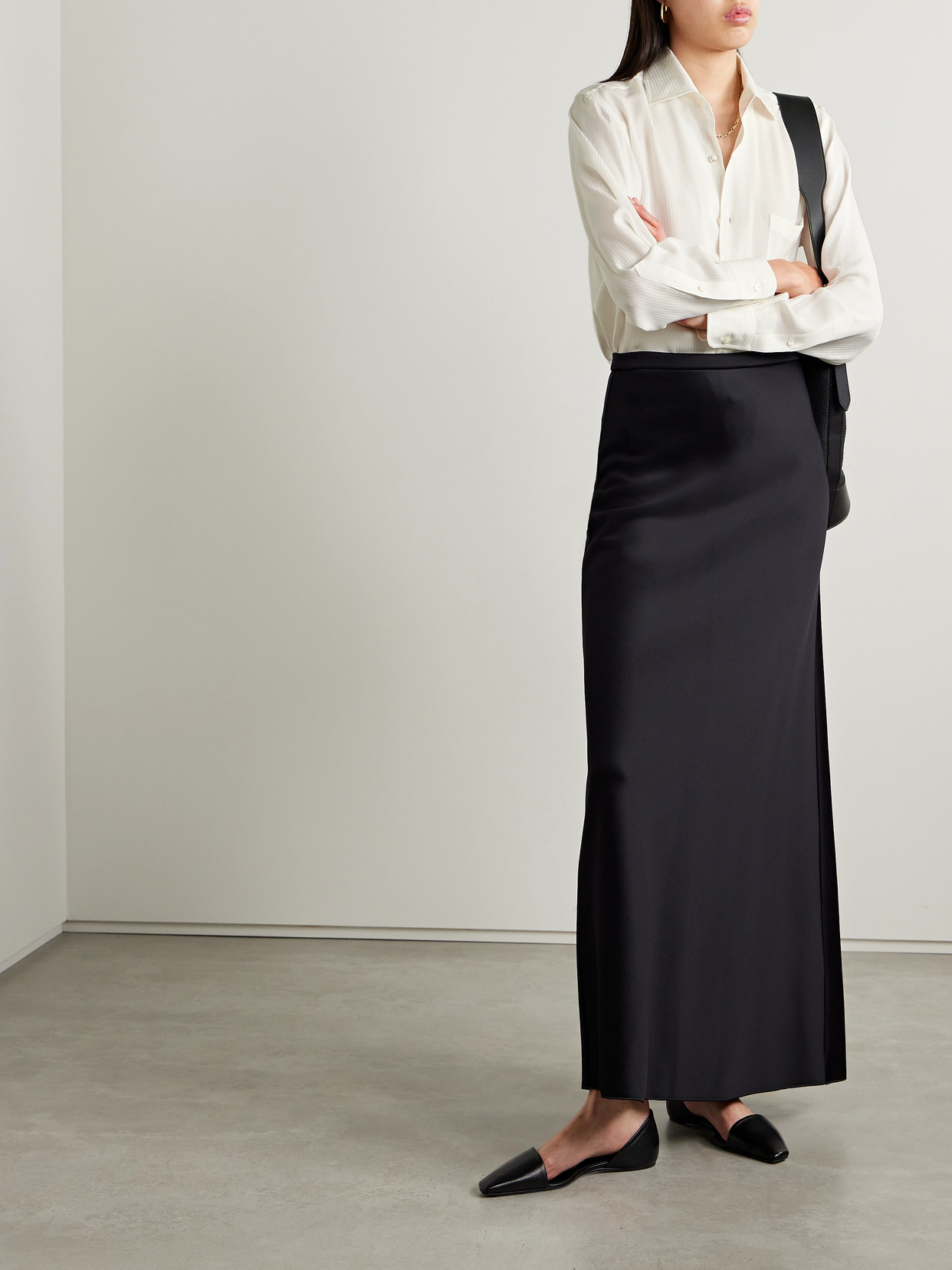 Loro Piana Embroidered Silk-satin Shirt In White