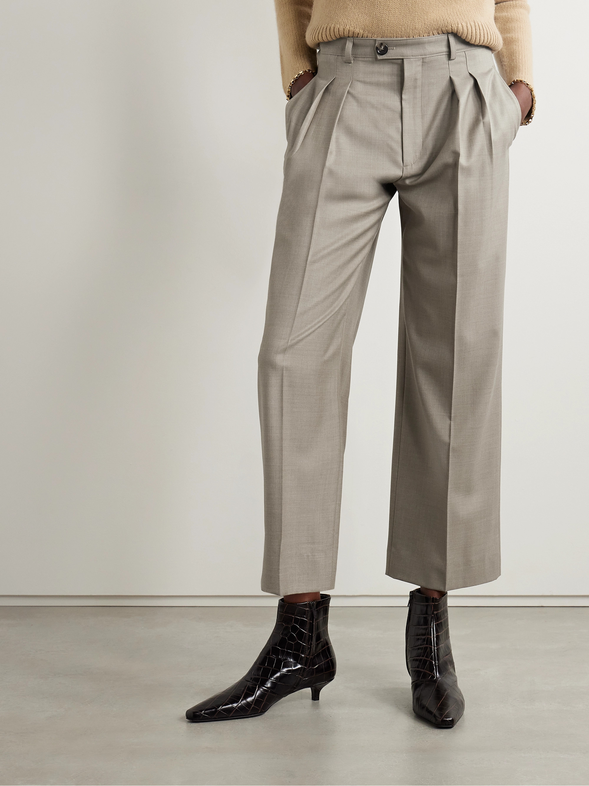 Pleated wool wide-leg pants — Image 3