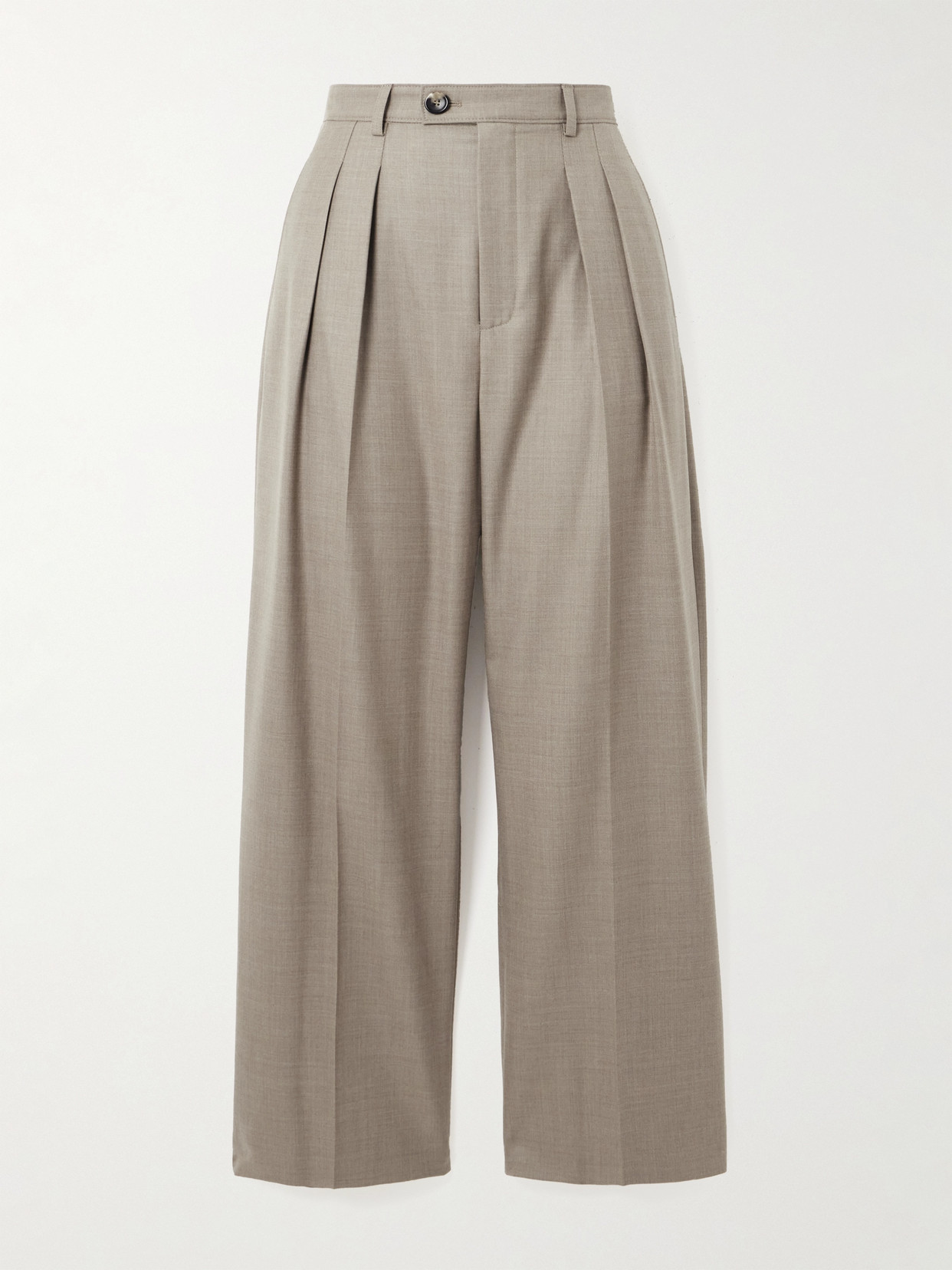 Loro Piana Pleated Wool Wide-leg Pants In Gray