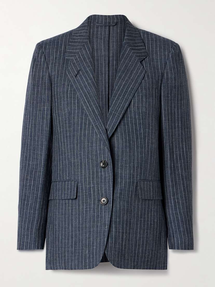 Loro Piana Pinstriped Linen, Wool And Silk-blend Blazer