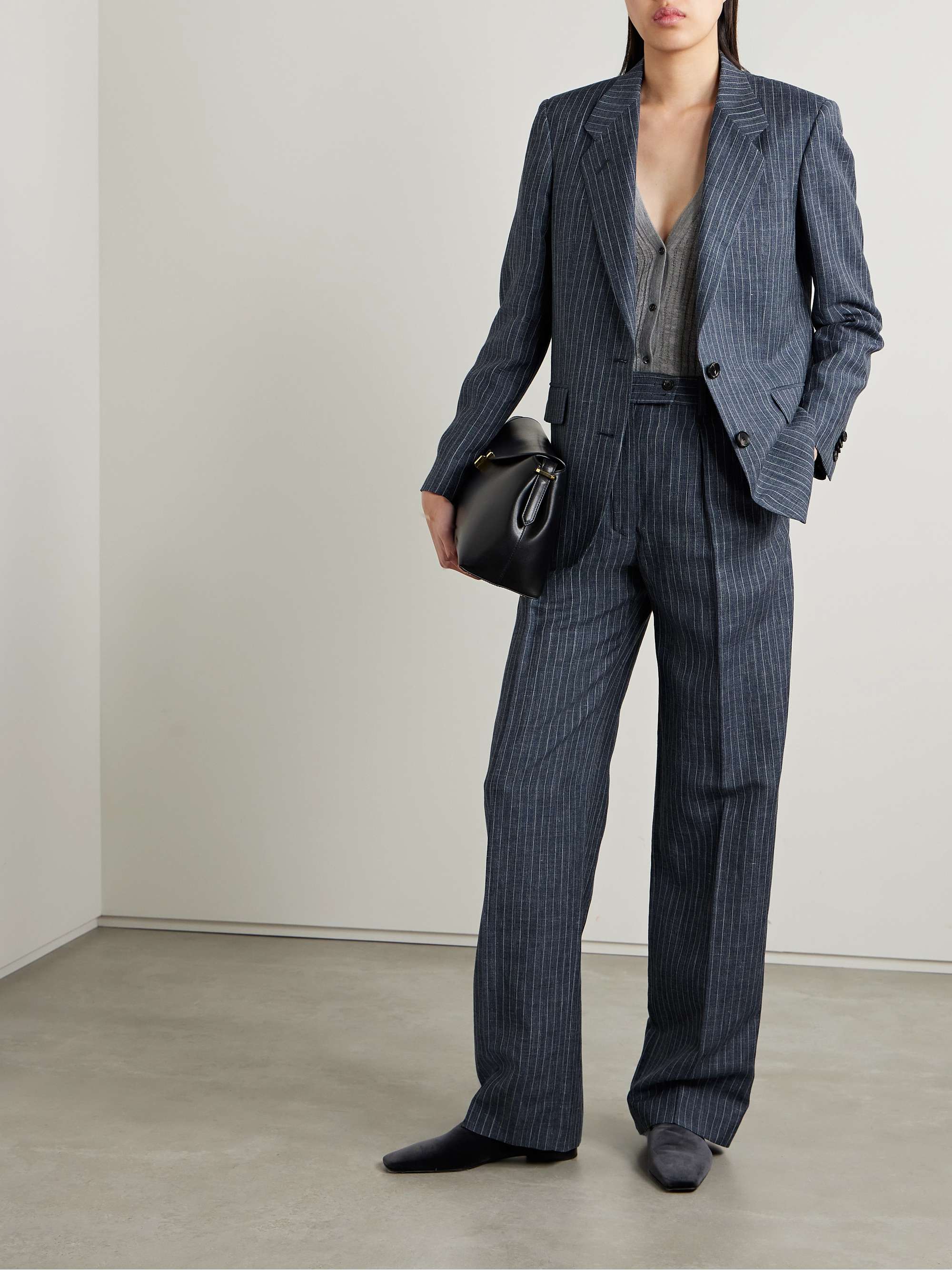 LORO PIANA Pinstriped linen, wool and silk-blend blazer | NET-A-PORTER