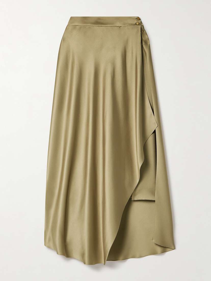 Loro Piana Layered Silk-satin Midi Skirt