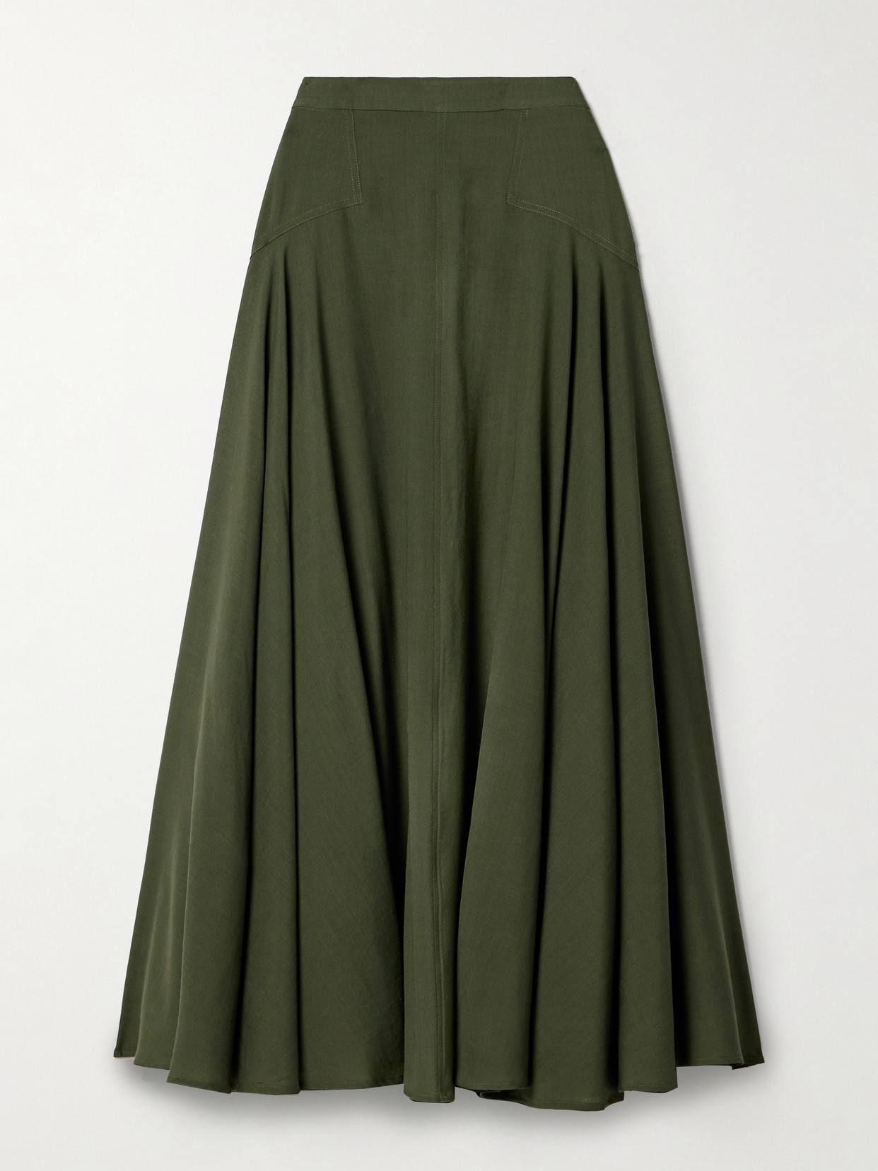 Shop Loro Piana Wool-crepe Maxi Skirt In Green