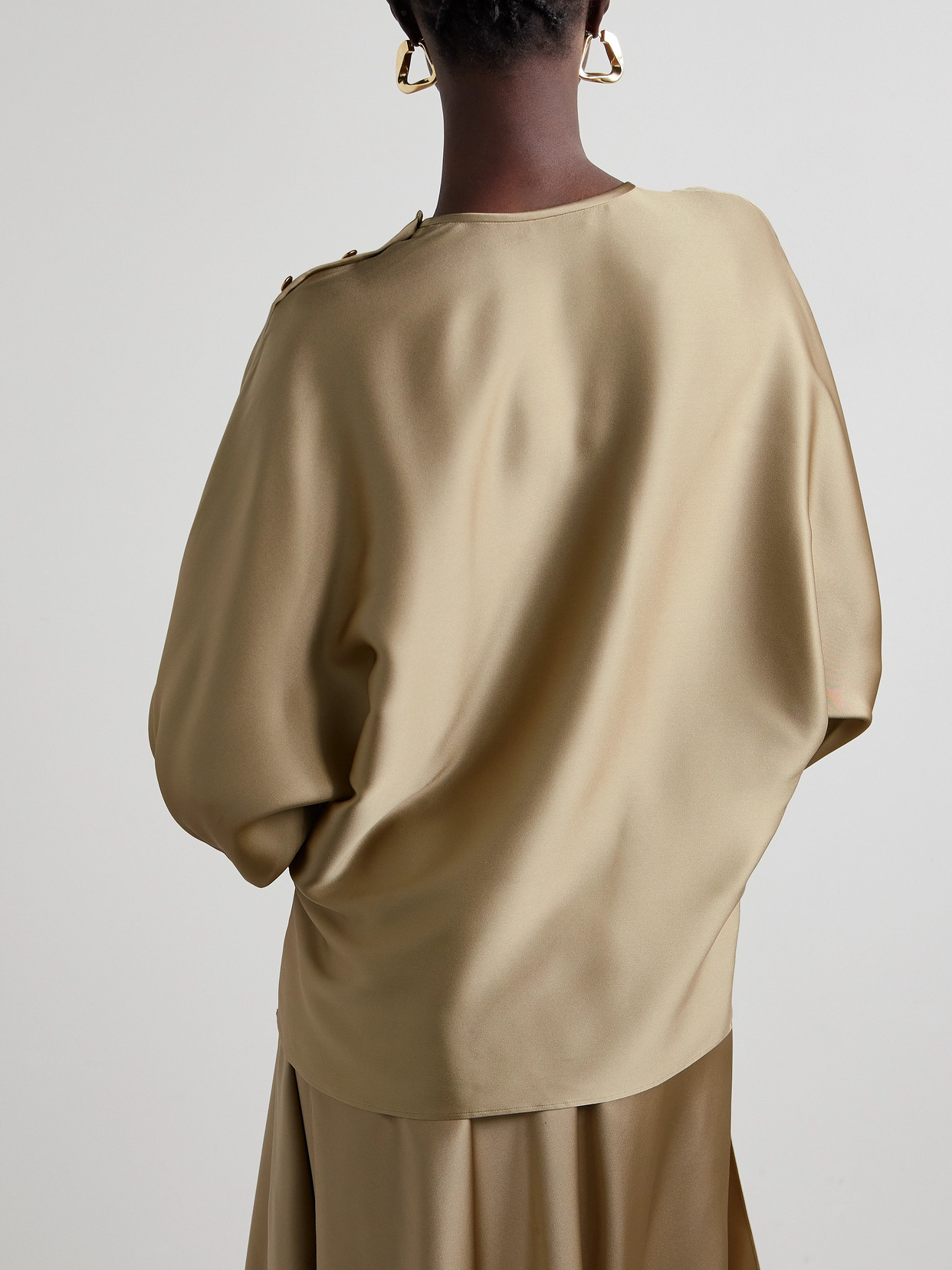Button-Detailed Silk-Satin Top
