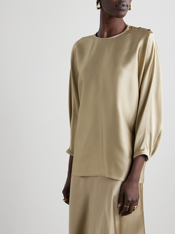 Loro Piana Button-detailed silk-satin top