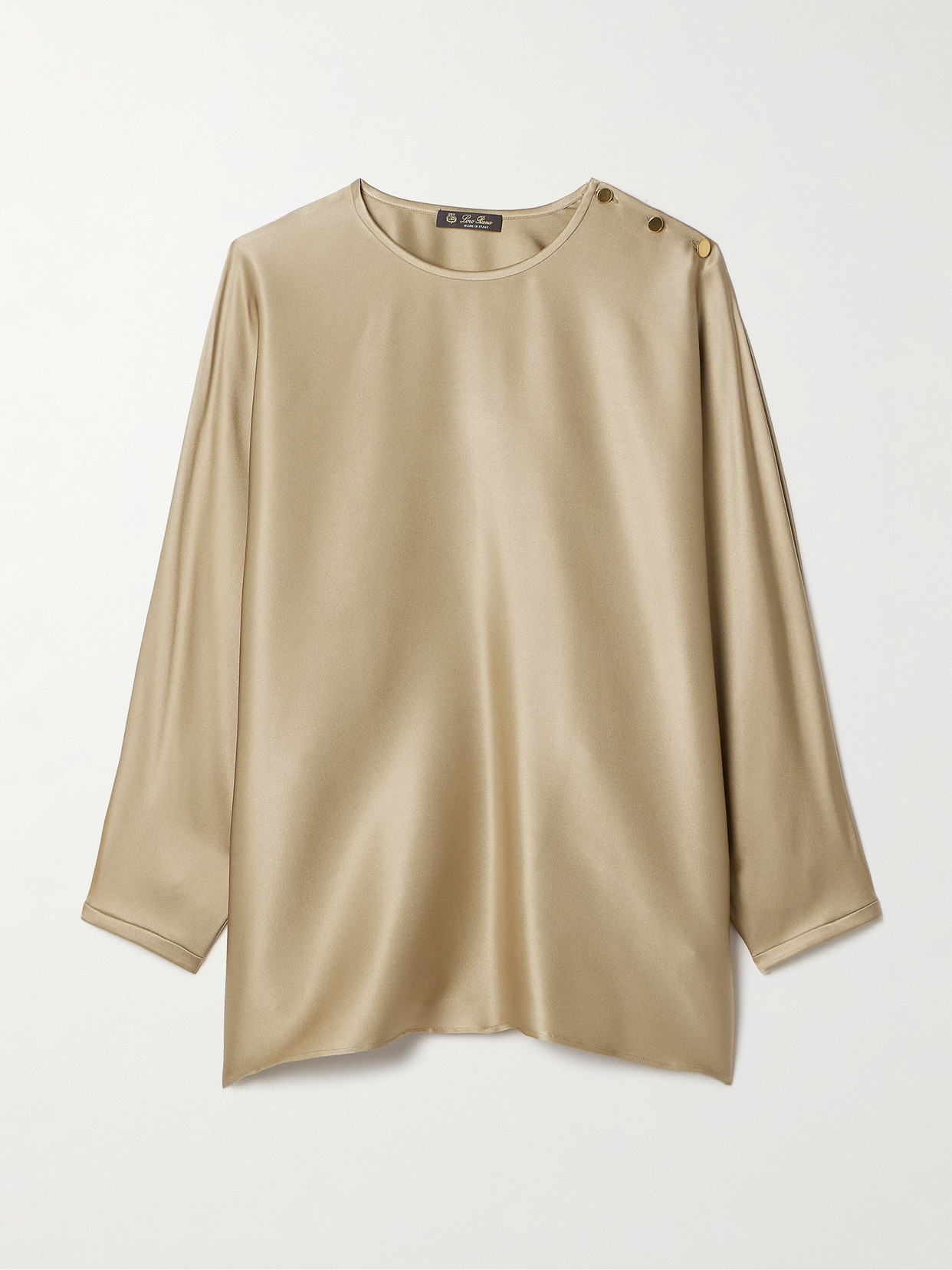 Loro Piana Button-detailed Silk-satin Top In Gold