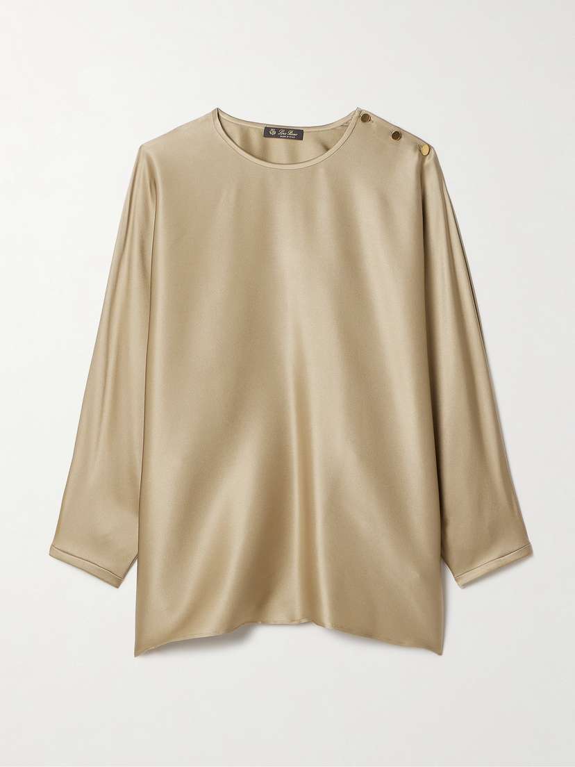 Loro Piana Button-detailed Silk-satin Top