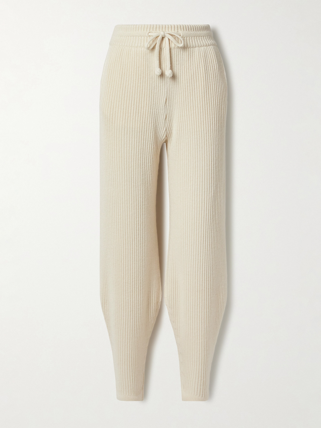 Loro Piana Ribbed Silk And Cashmere-blend Tapered Track Trousers In Cream