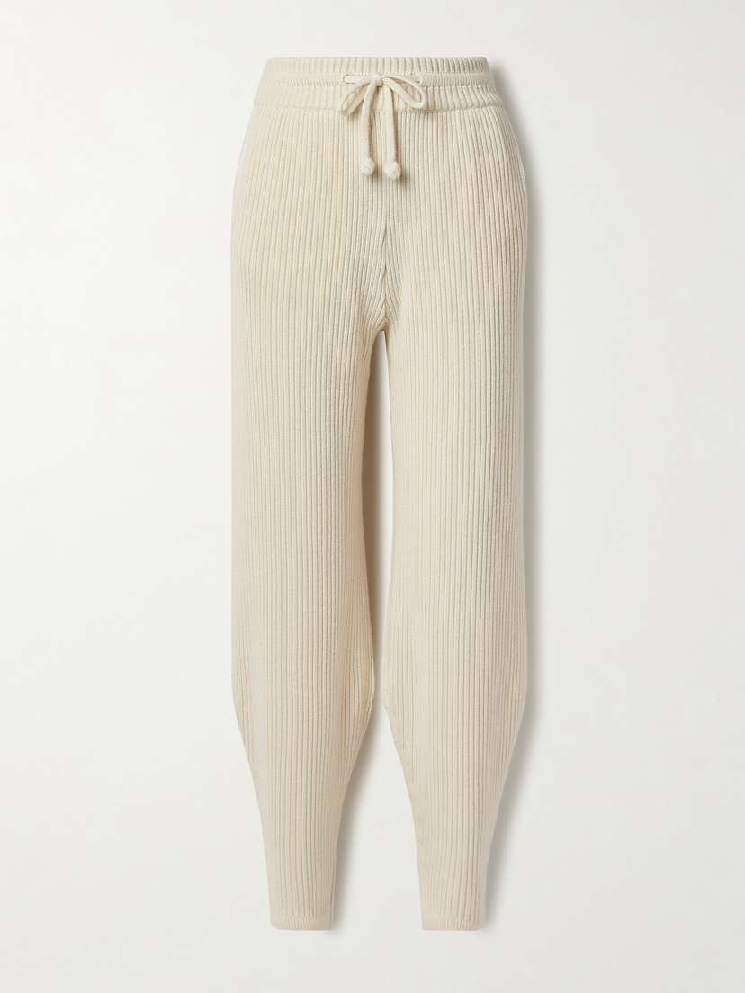 Loro Piana Ribbed Silk And Cashmere-blend Tapered Track Pants