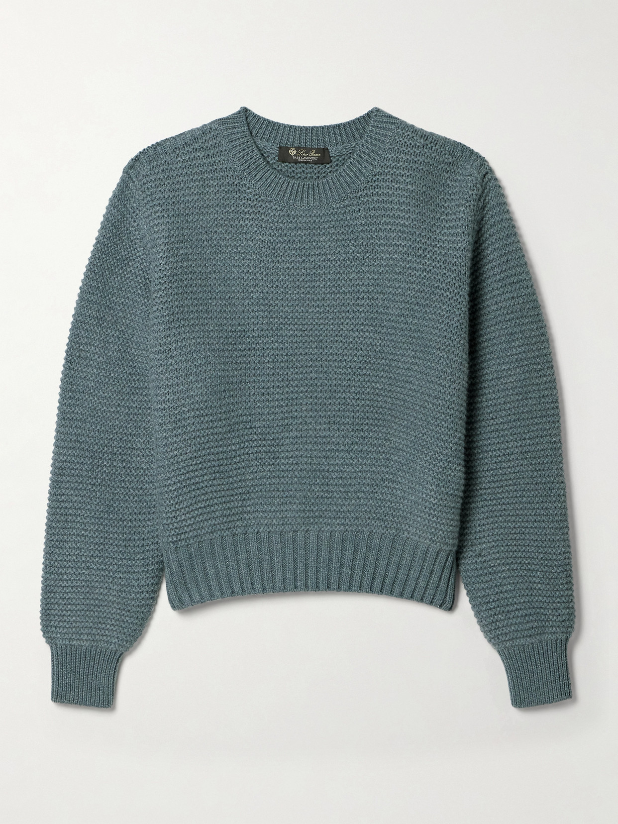 Loro Piana Ashi Cropped Ribbed Cashmere Sweater In Blue