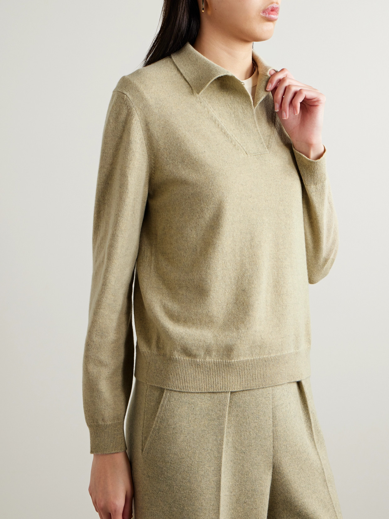 Shop Loro Piana Cashmere Polo Sweater In Neutrals