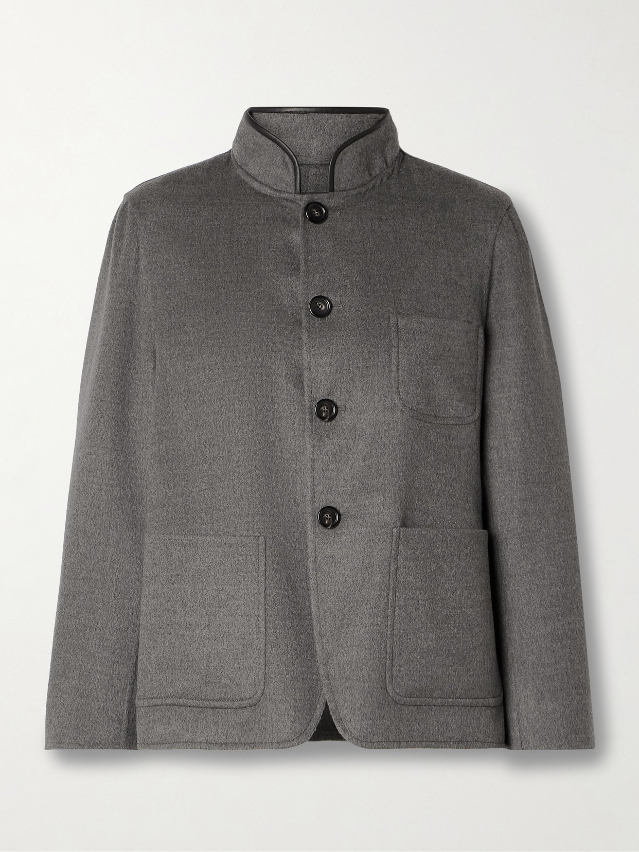 Loro Piana - Leather-trimmed Cashmere Jacket - Gray