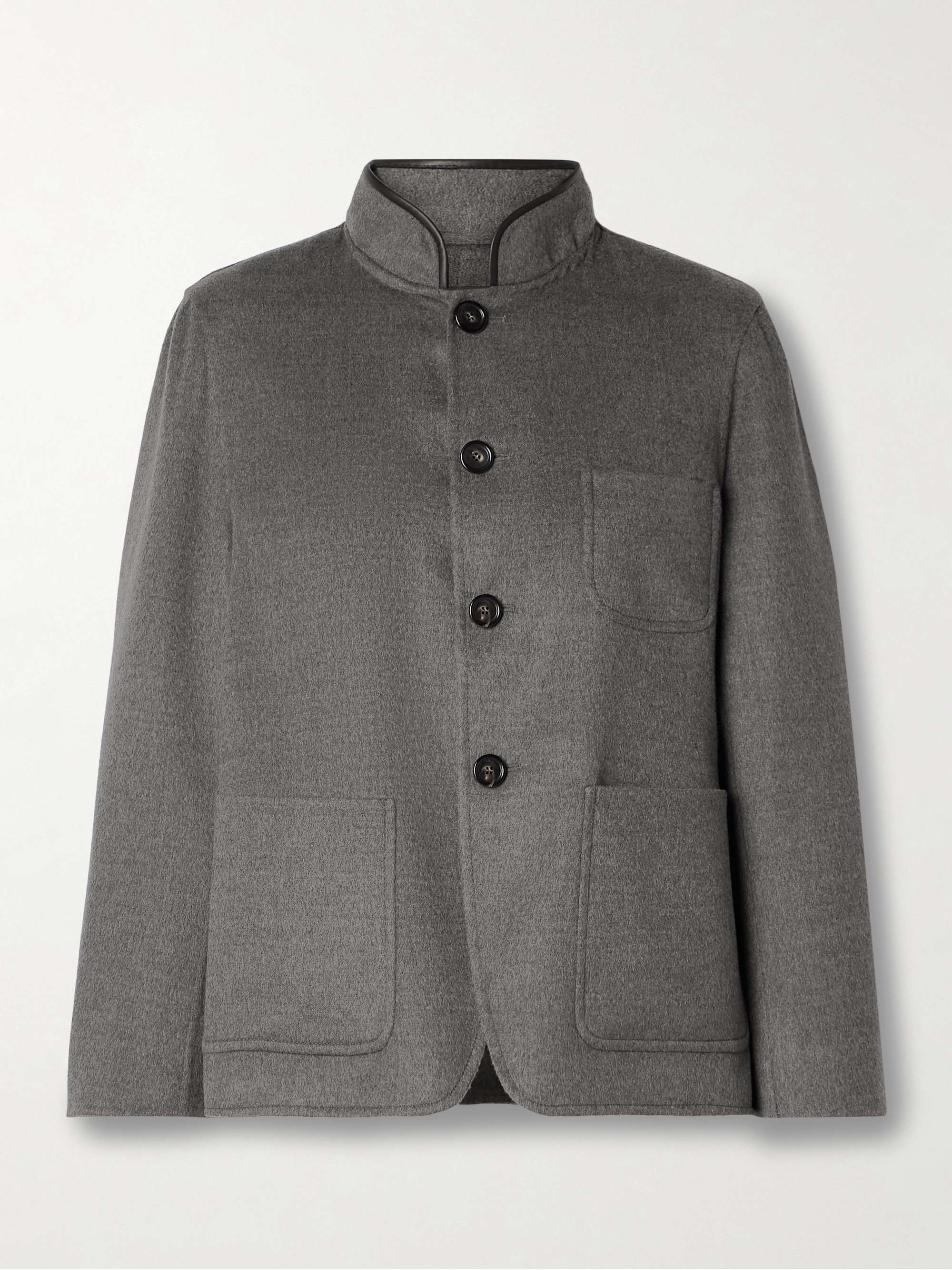 LORO PIANA Leather-trimmed cashmere jacket | NET-A-PORTER