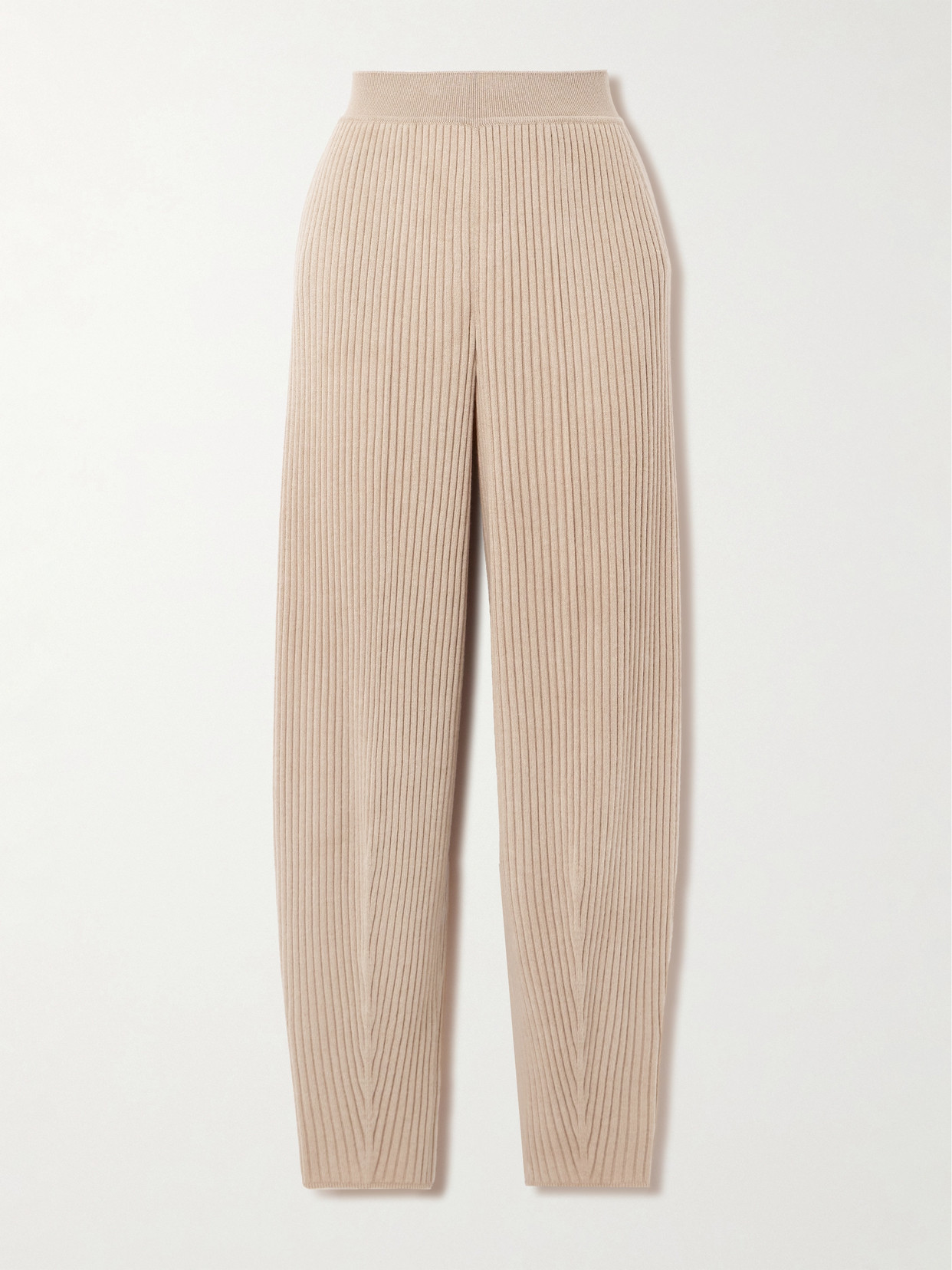 Loro Piana Ribbed Cashmere Tapered Pants In Neutrals