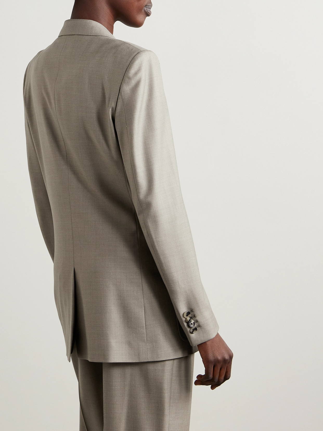 Shop Loro Piana Ananda Double-breasted Wool-twill Blazer In Gray