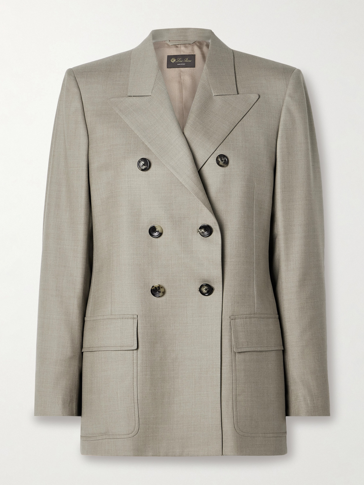 Loro Piana Ananda Double-breasted Wool-twill Blazer In Grey