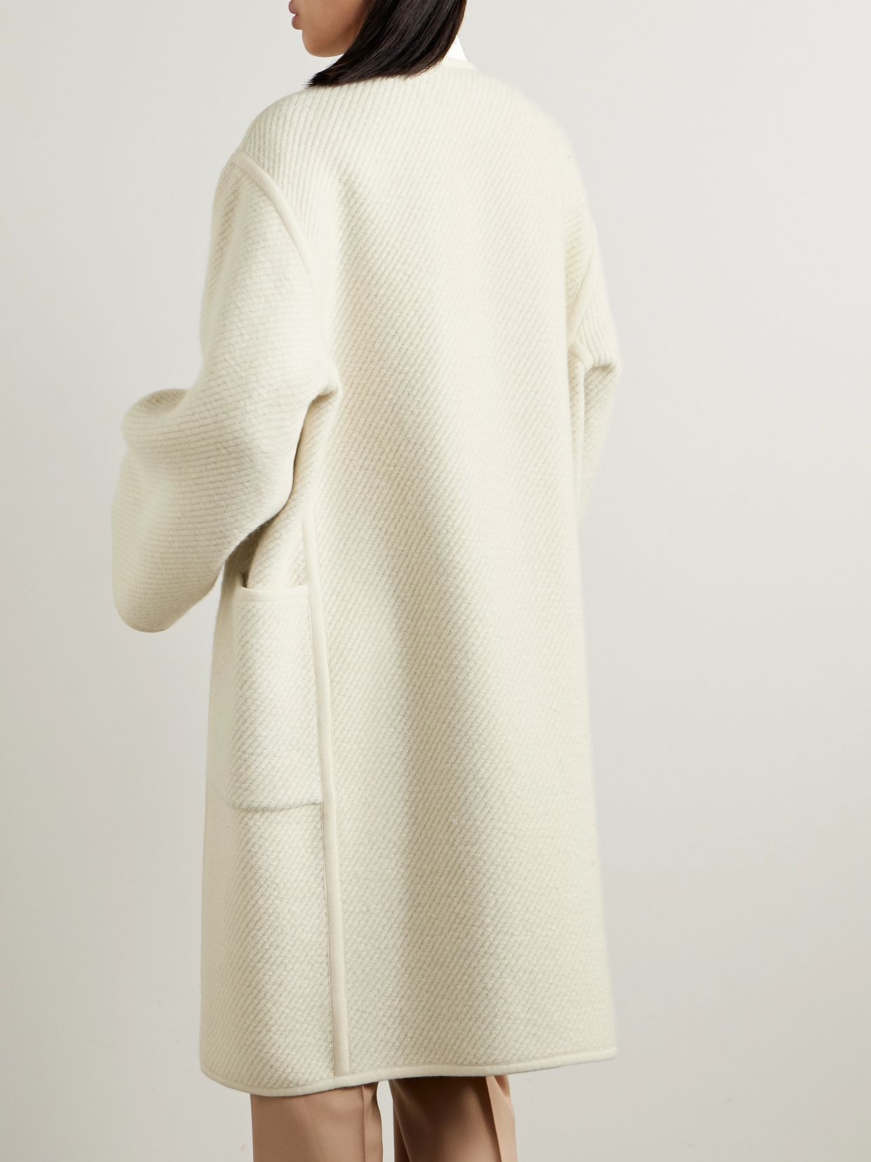 LOROPIANA 실크 울 캐시미어 리넨 혼합 코트